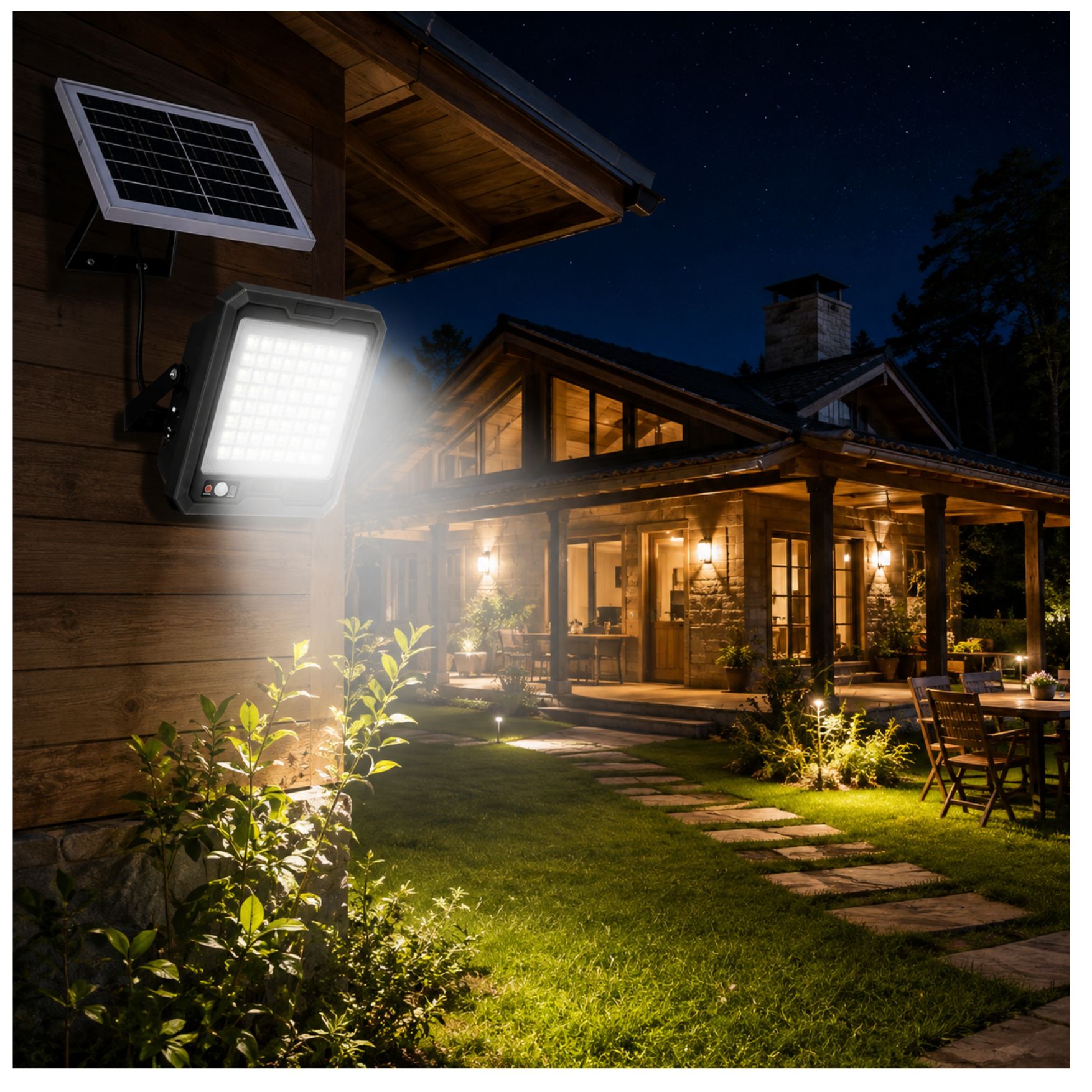 REFLECTOR SOLAR LUZ LED EXTERIOR 300W CON CONTROL Y SENSOR DE MOVIMIENTO, 7200MAH PARA JARDINES - 4