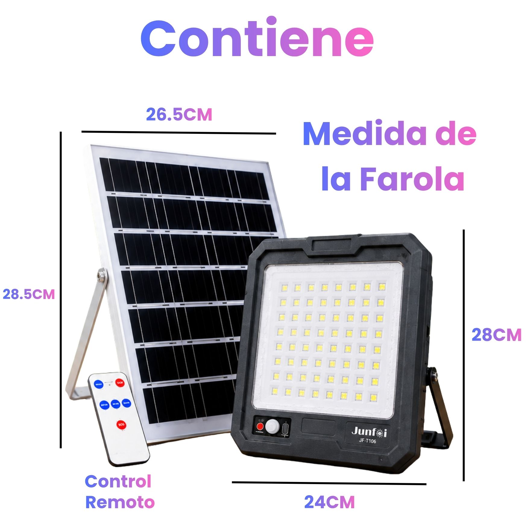 REFLECTOR SOLAR LUZ LED EXTERIOR 300W CON CONTROL Y SENSOR DE MOVIMIENTO, 7200MAH PARA JARDINES - 6