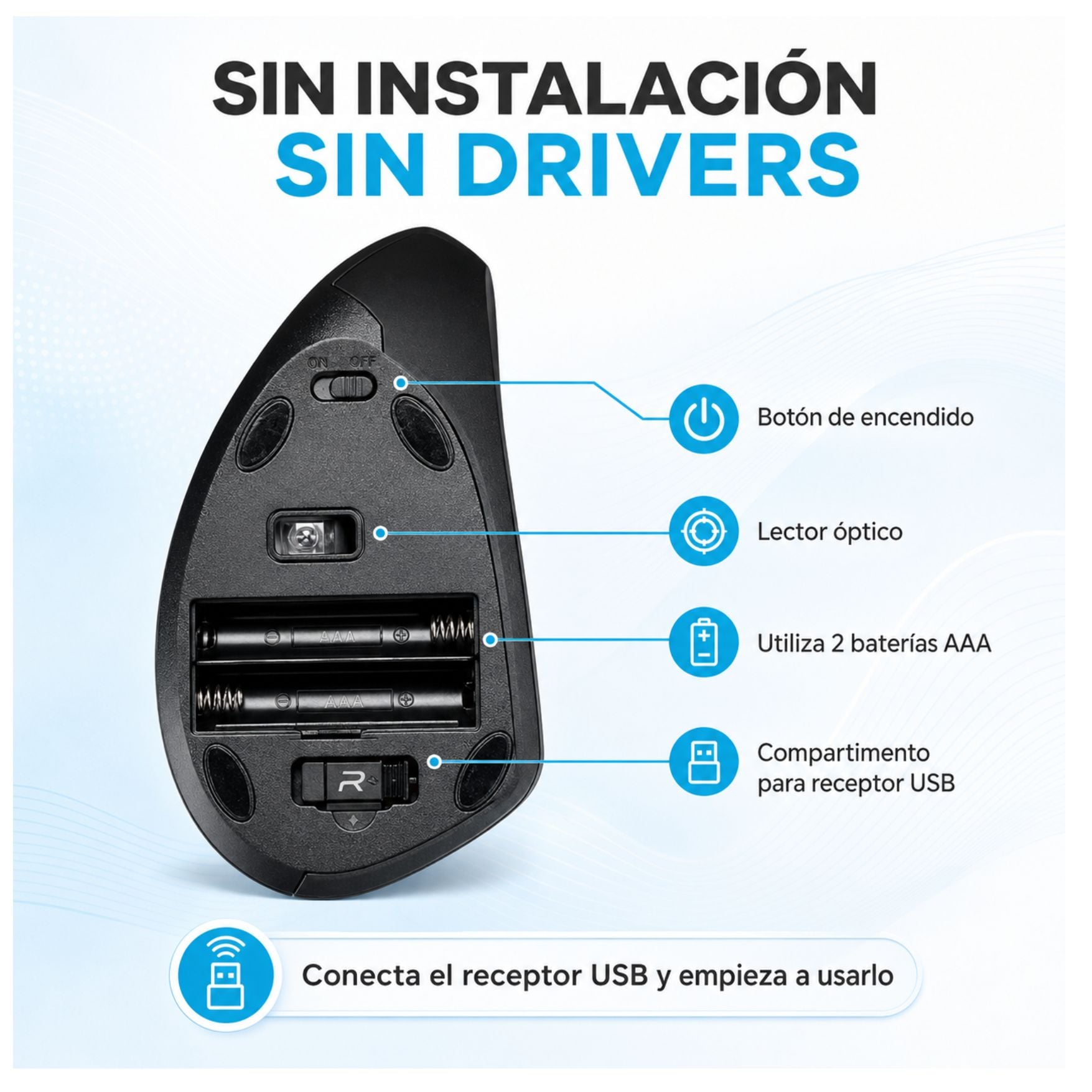 MOUSE ERGONÓMICO VERTICAL INALÁMBRICO ROMAX 2.4 GHZ PARA LAPTOP NOTEBOOK - 2