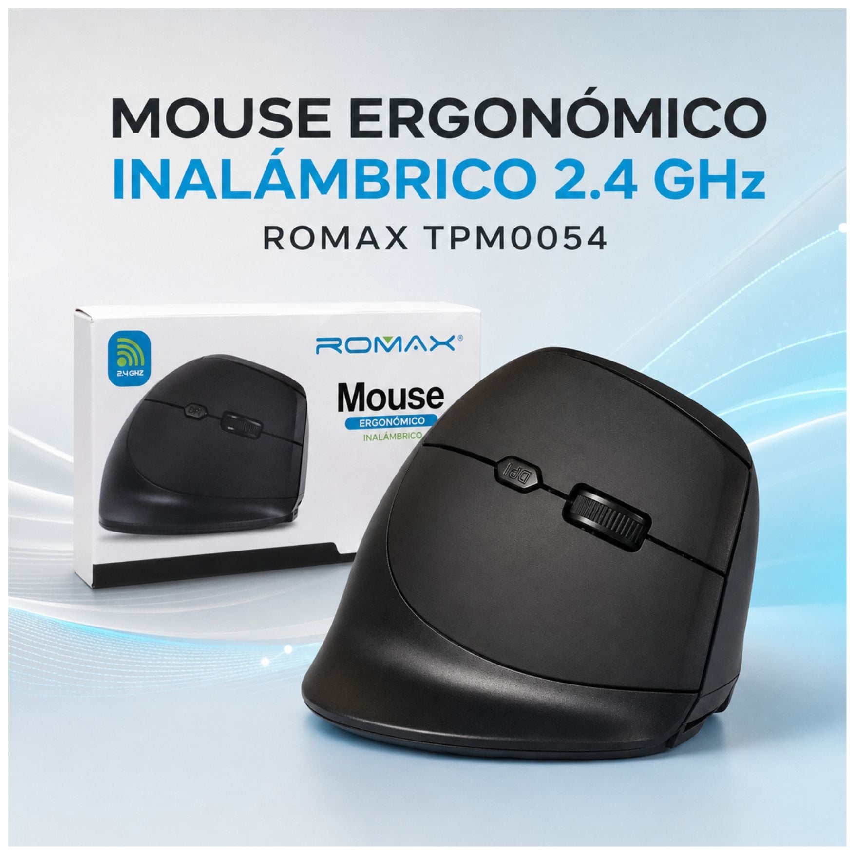 MOUSE ERGONÓMICO VERTICAL INALÁMBRICO ROMAX 2.4 GHZ PARA LAPTOP NOTEBOOK - 3