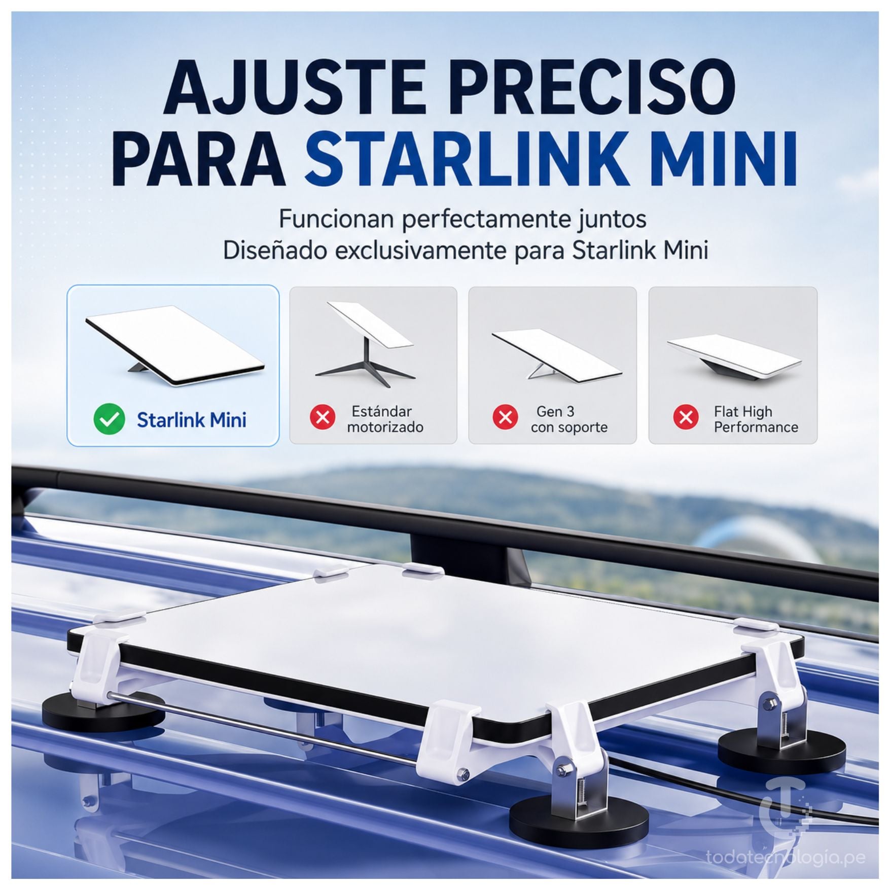 BASE SOPORTE MAGNÉTICO DE ANTENA STARLINK MINI PARA CARRO AUTO, BARCOS, CAMPING Y VIAJES - 3