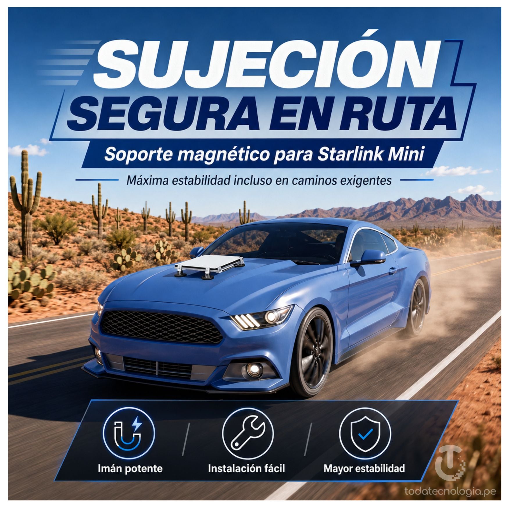 BASE SOPORTE MAGNÉTICO DE ANTENA STARLINK MINI PARA CARRO AUTO, BARCOS, CAMPING Y VIAJES - 5