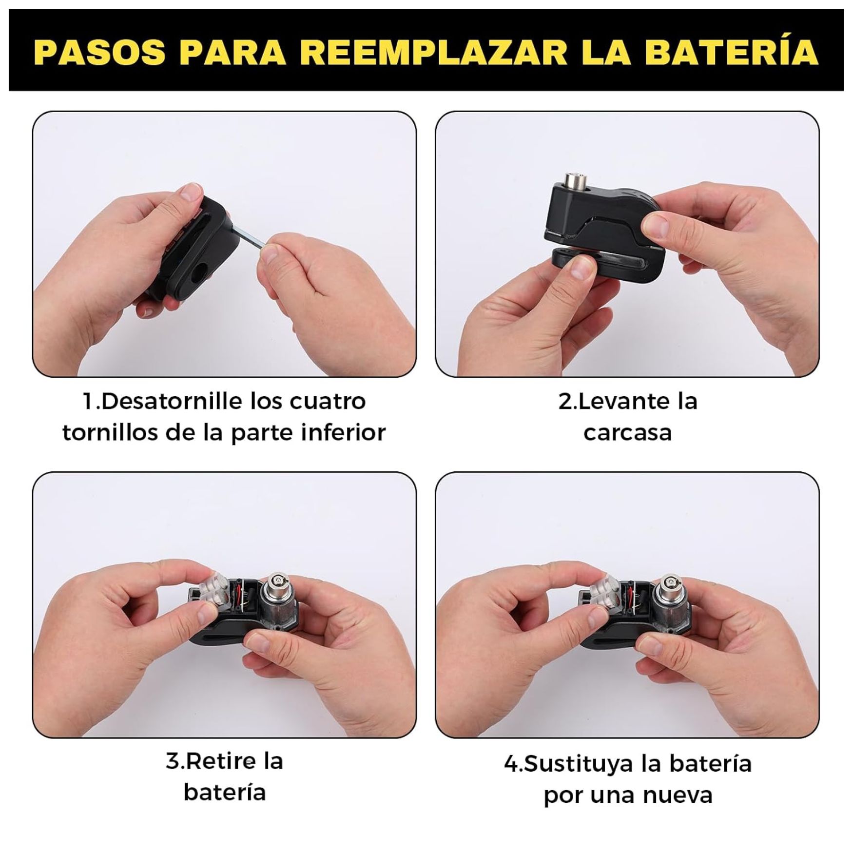 CANDADO DE DISCO ANTIROBO CON ALARMA SEGURIDAD MOTO BICICLETAS SCOOTER - 7