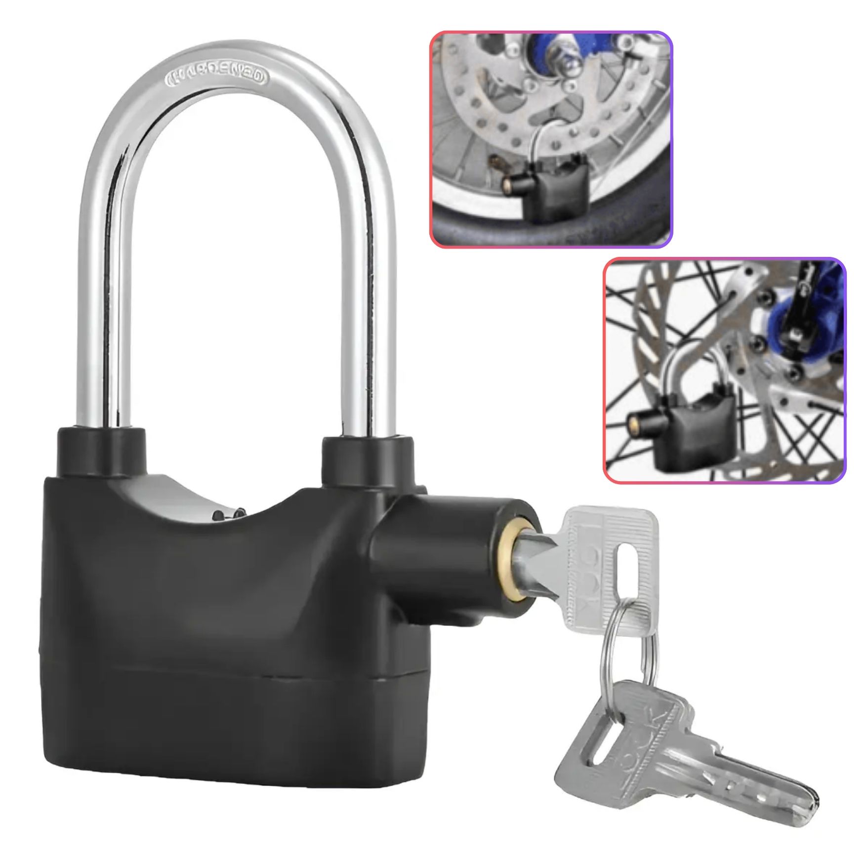 CANDADO ALARMA ANTIRROBO PARA MOTOS BICICLETAS SCOOTER - 1