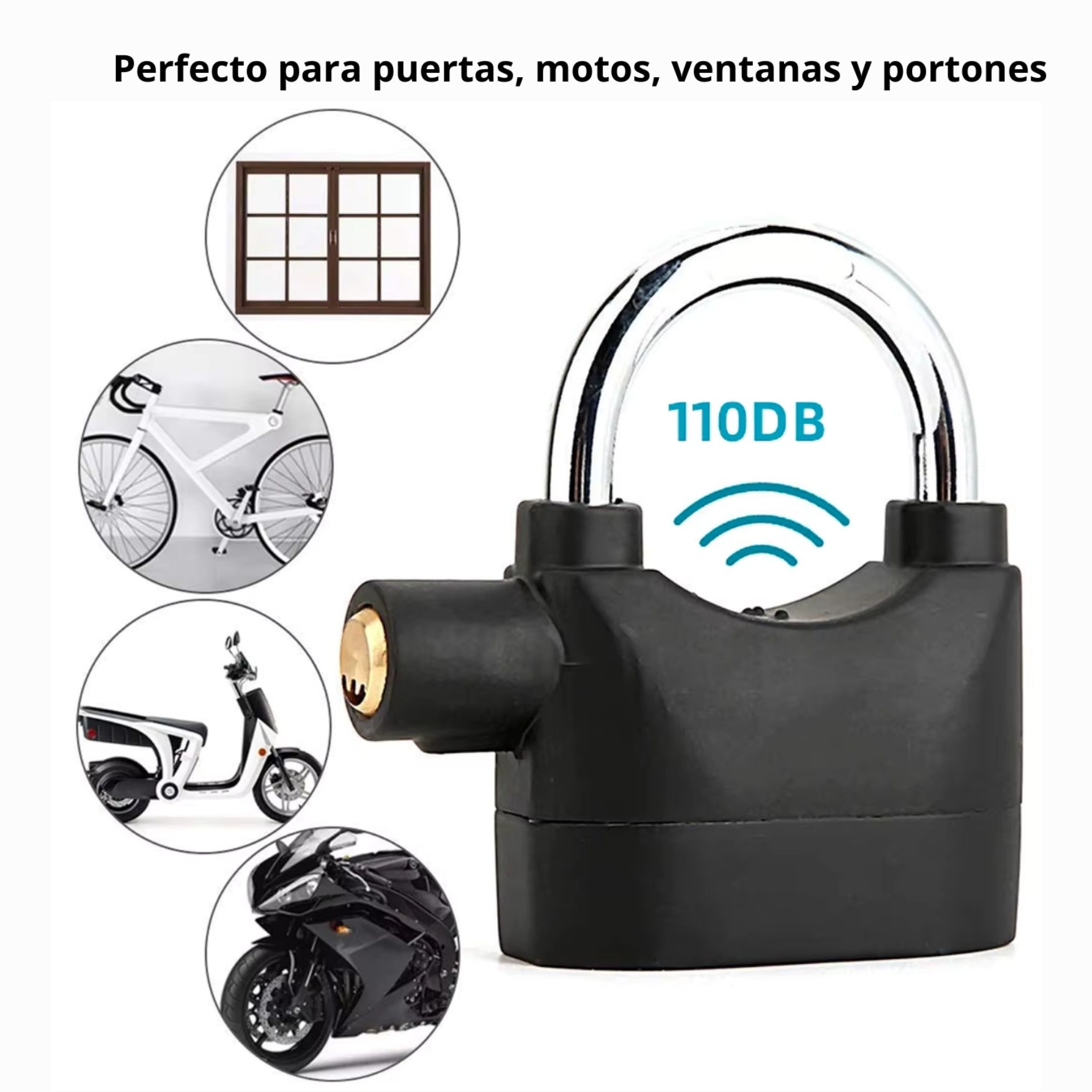 CANDADO ALARMA ANTIRROBO PARA MOTOS BICICLETAS SCOOTER - 4