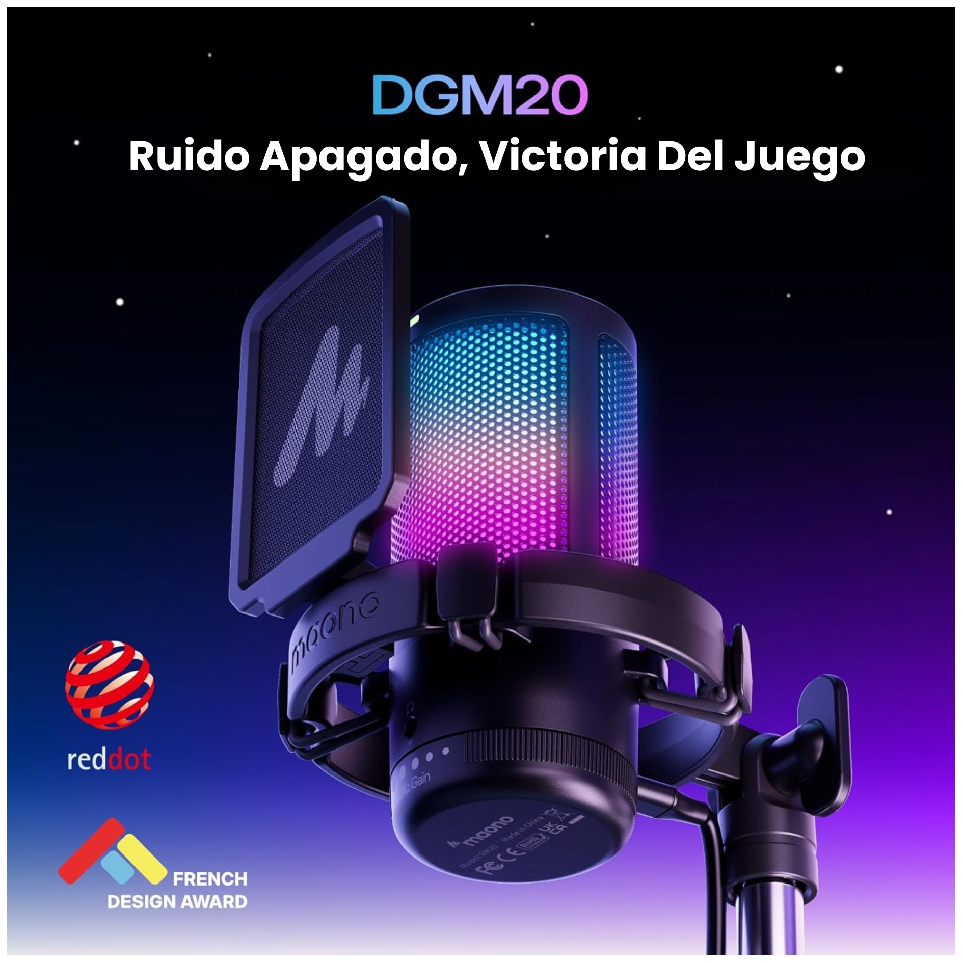 MICROFONO MAONO GAMER RGB CON CANCELACIÓN DE RUIDO Y MONITOREO PARA STREAM, PODCAST PC CELULAR - 2