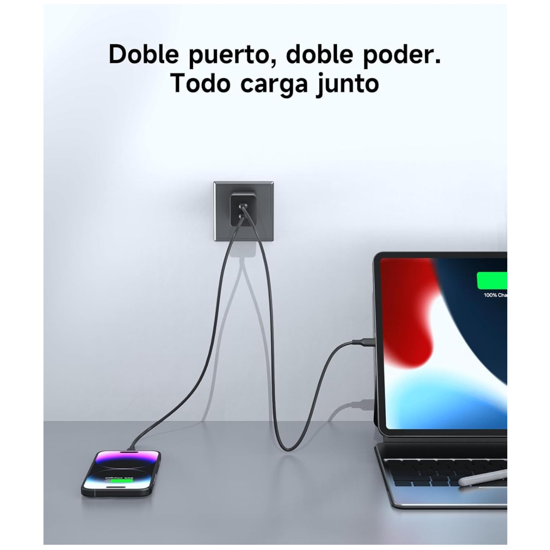 CARGADOR CARGA RAPIDA GAN 45W 1HORA + CABLE TYPE C PARA SAMSUNG HONOR OPPO IPHONE XIOAMI - 4