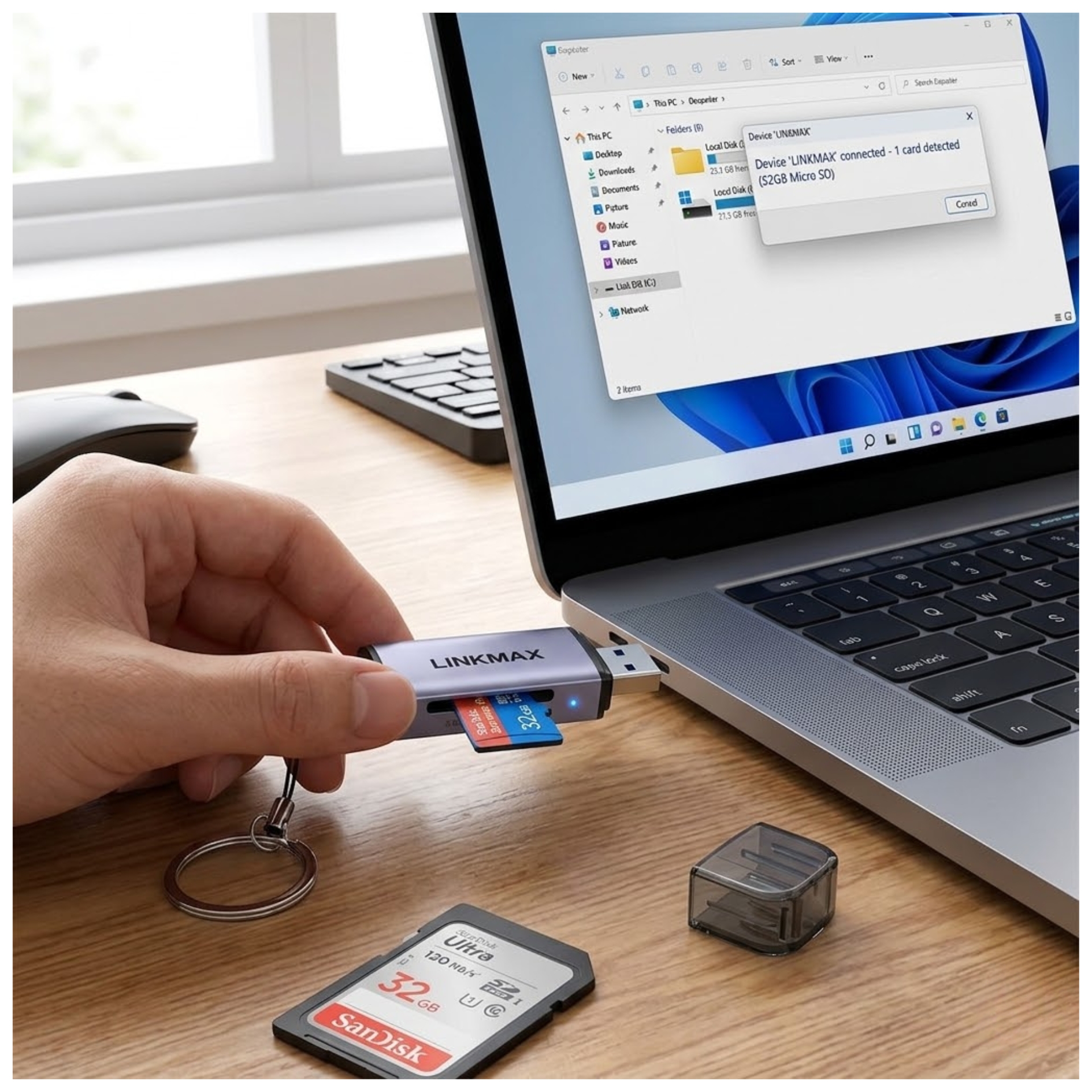 LECTOR DE MEMORIA SD MICRO SD 2 EN 1 USB - TYPE C 5GBPS OTG PARA PC  MACBOOK CELULARES - 6