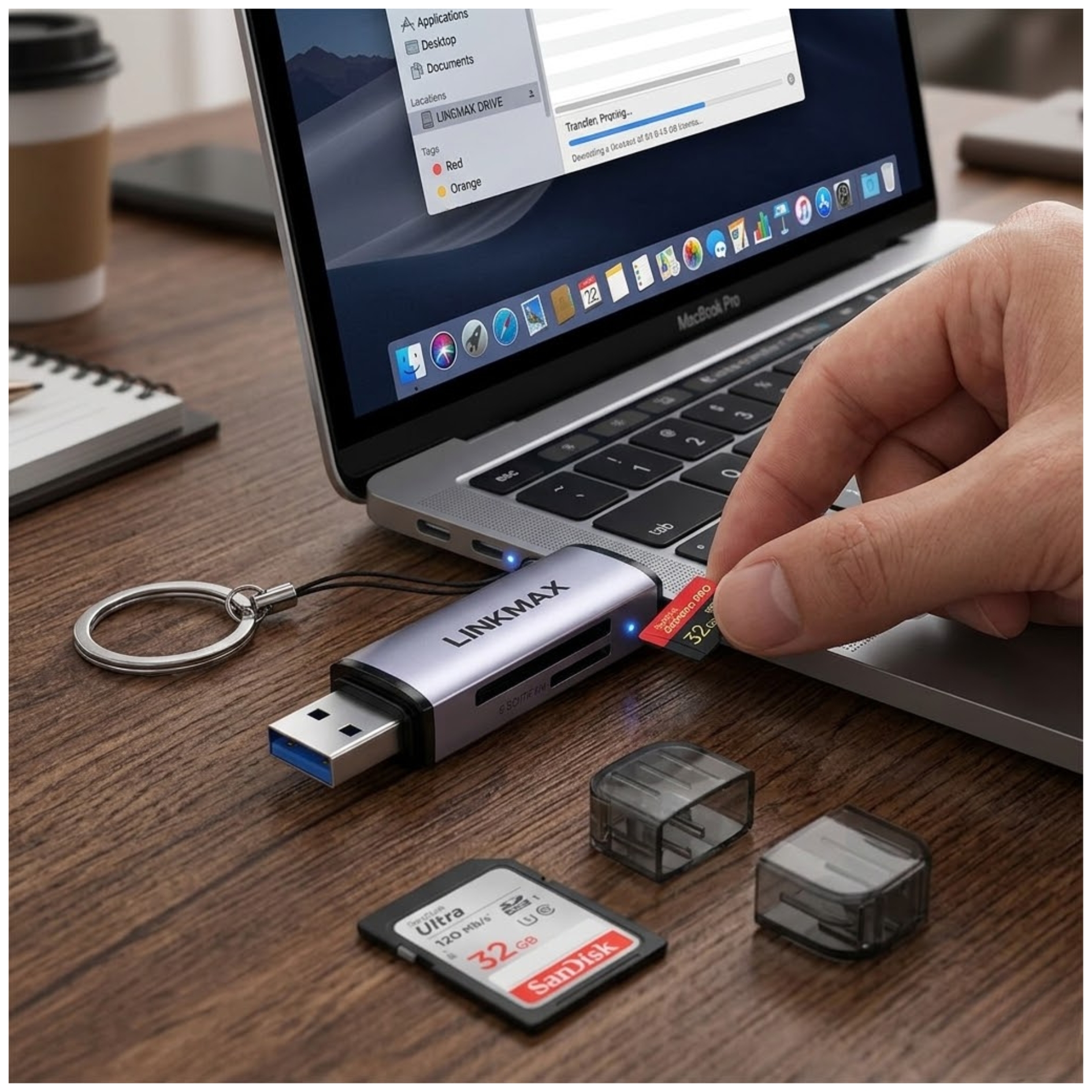 LECTOR DE MEMORIA SD MICRO SD 2 EN 1 USB - TYPE C 5GBPS OTG PARA PC  MACBOOK CELULARES - 7