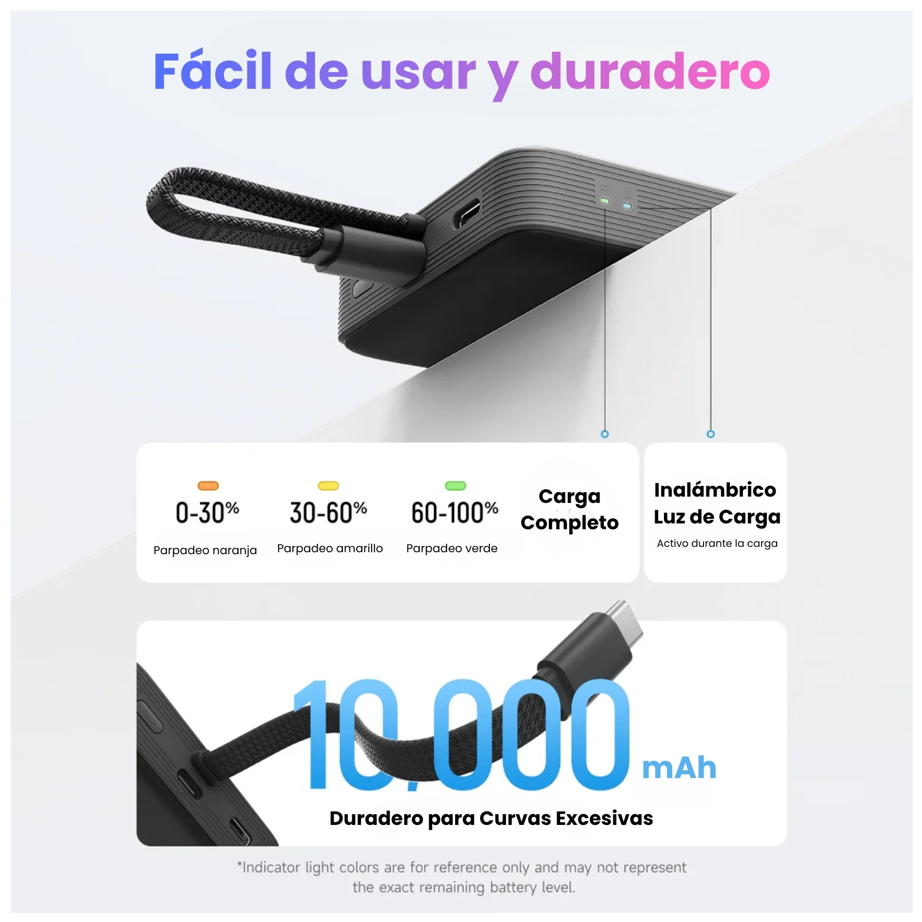 POWER BANK MAGNÉTICO CUKTECH 10000MAH CABLE INCORPORADO WPB100L 7,5 W CARGA INALÁMBRICA - 3