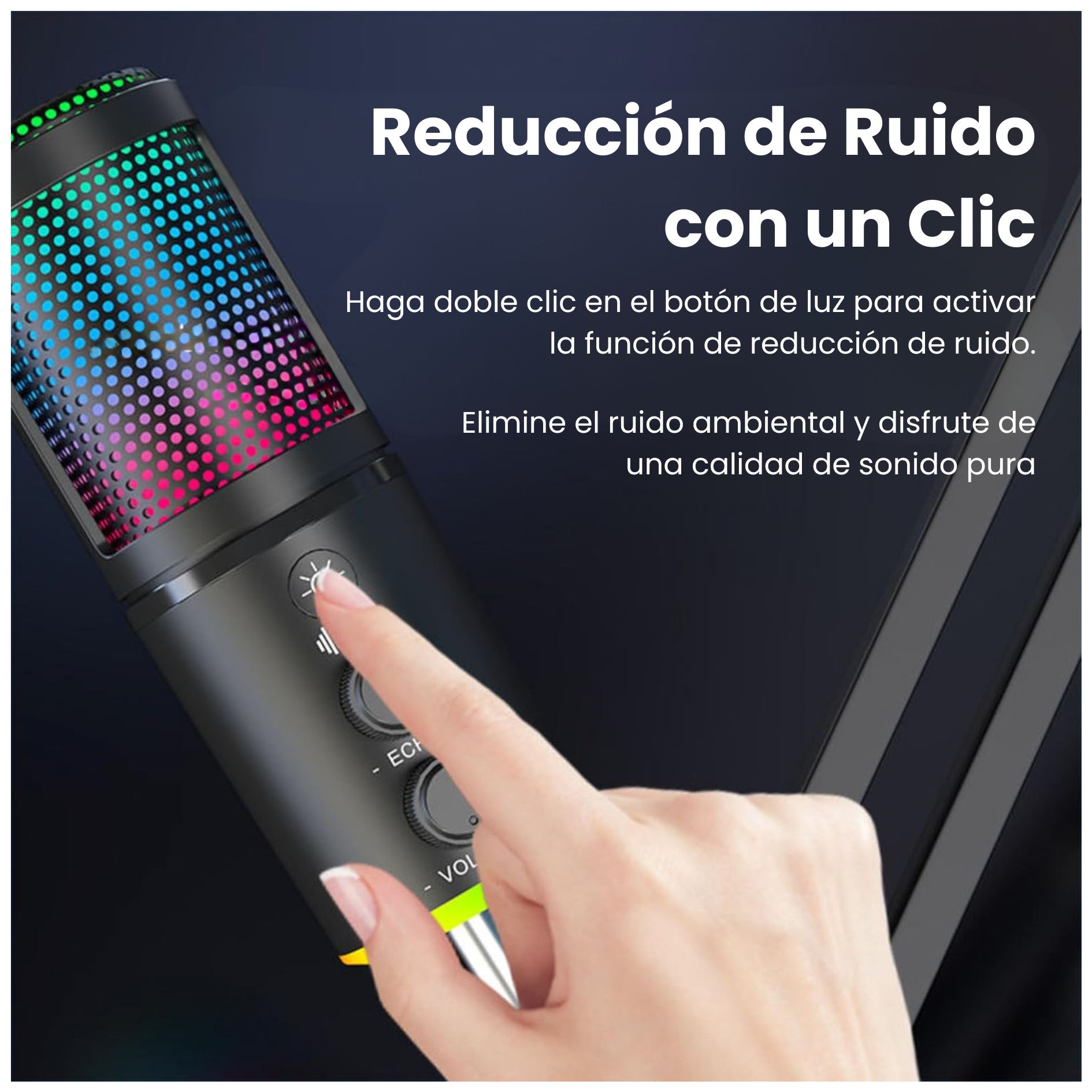 MICRÓFONO GAMER CARDIOIDE RGB USB CON SOPORTE DE BRAZO DE ESCRITORIO PARA  PC, CELULAR Y PODCAST - 4