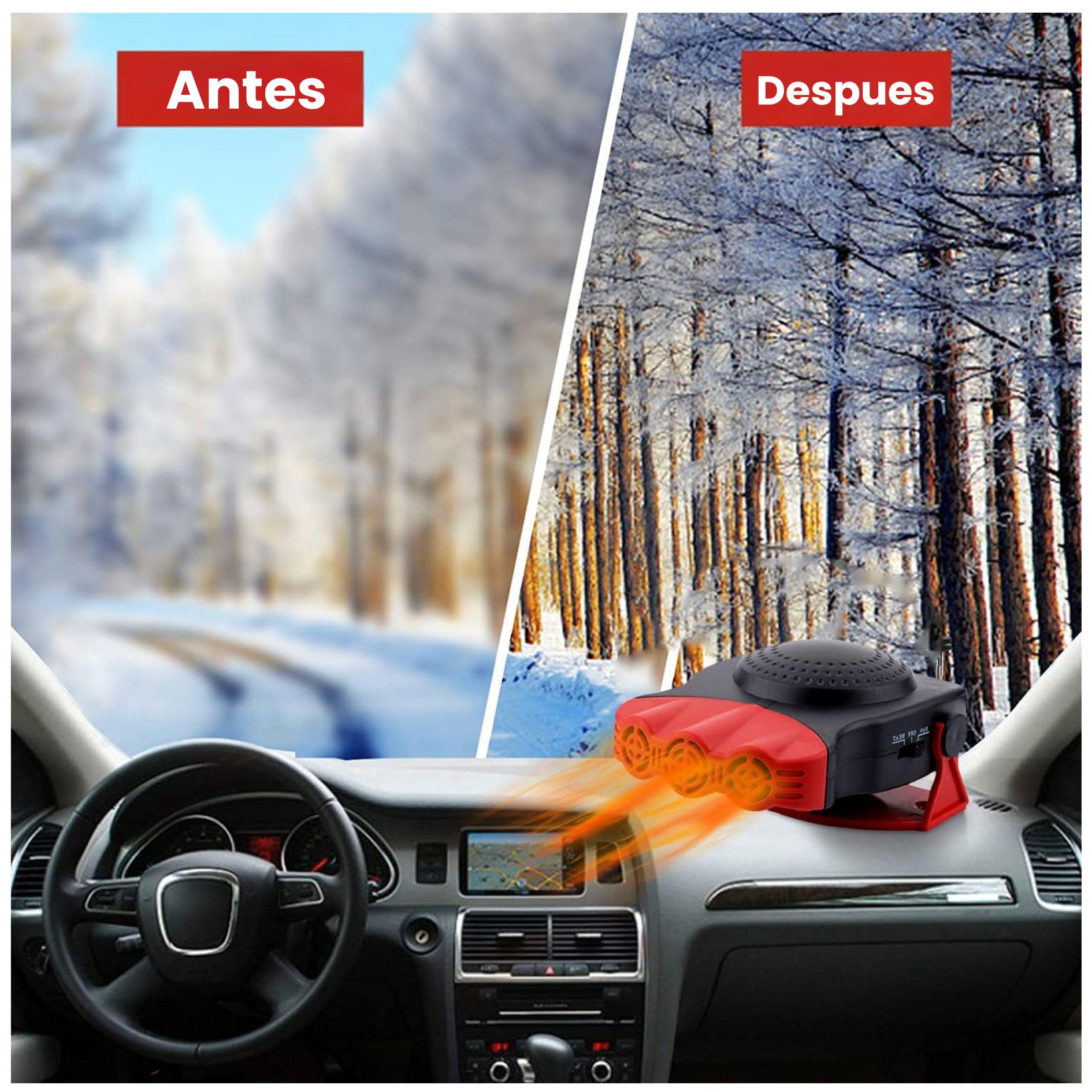 CALEFACTOR PORTÁTIL PARA AUTO 12V 200W DESEMPAÑADOR VIAJES CALEFACCIÓN RÁPIDA - 3