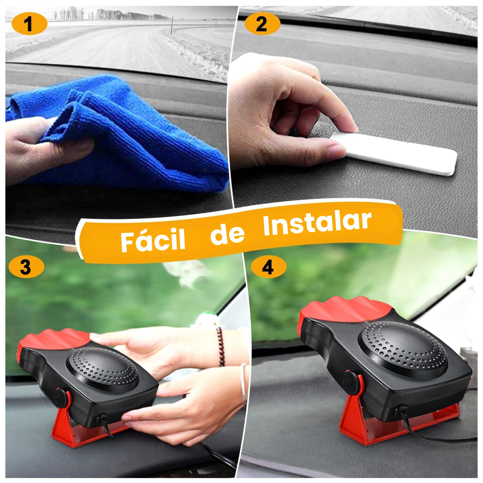 CALEFACTOR PORTÁTIL PARA AUTO 12V 200W DESEMPAÑADOR VIAJES CALEFACCIÓN RÁPIDA - 4