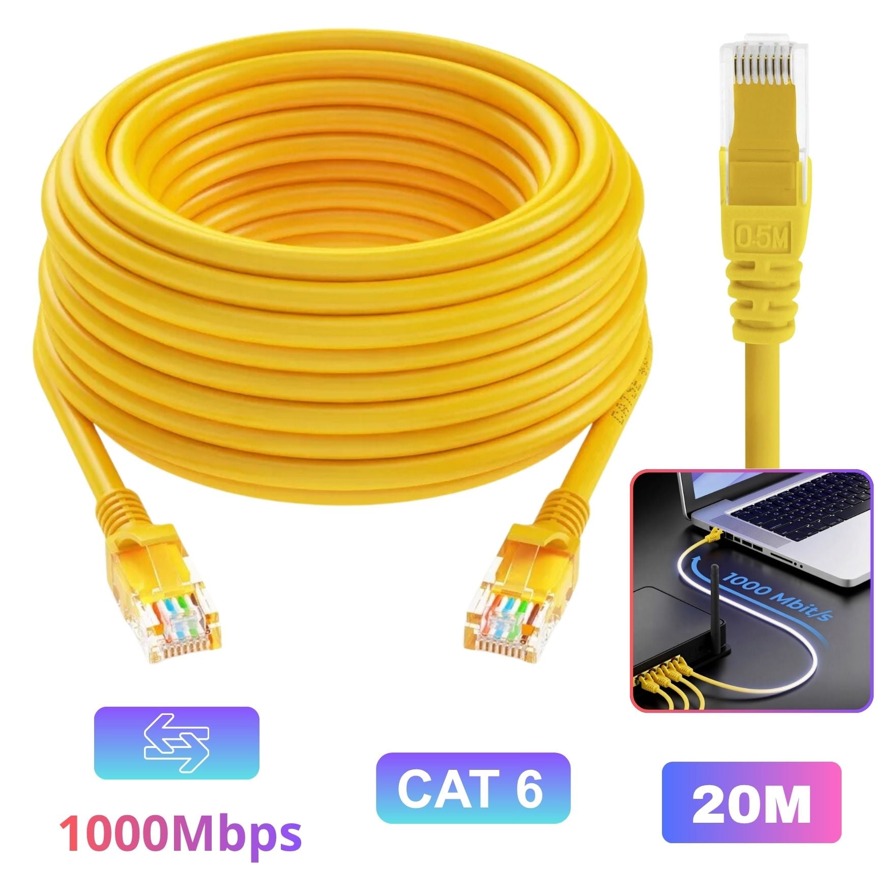 CABLE DE RED CAT6 ETHERNET UTP RJ45 20 METROS ALTA VELOCIDAD - 1