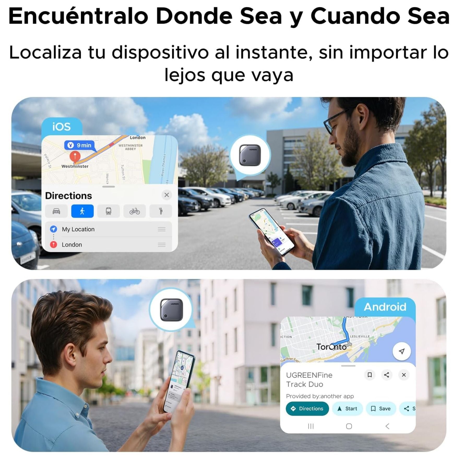 RASTREADOR LOCALIZADOR UGREEN FINETRACK INTELIGENTE RECARGABLE COMPATIBLE IPHONE IOS O ANDROID - 5