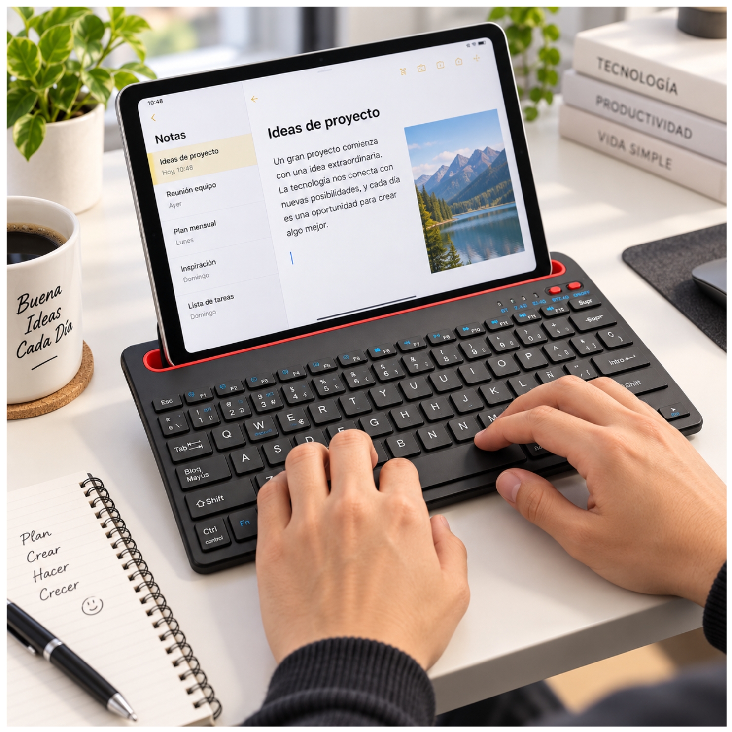 TECLADO INALAMBRICO 2,4GHZ BLUETOOTH 5,0 RECARGABLE PARA IPAD TABLET CELULARES - 5