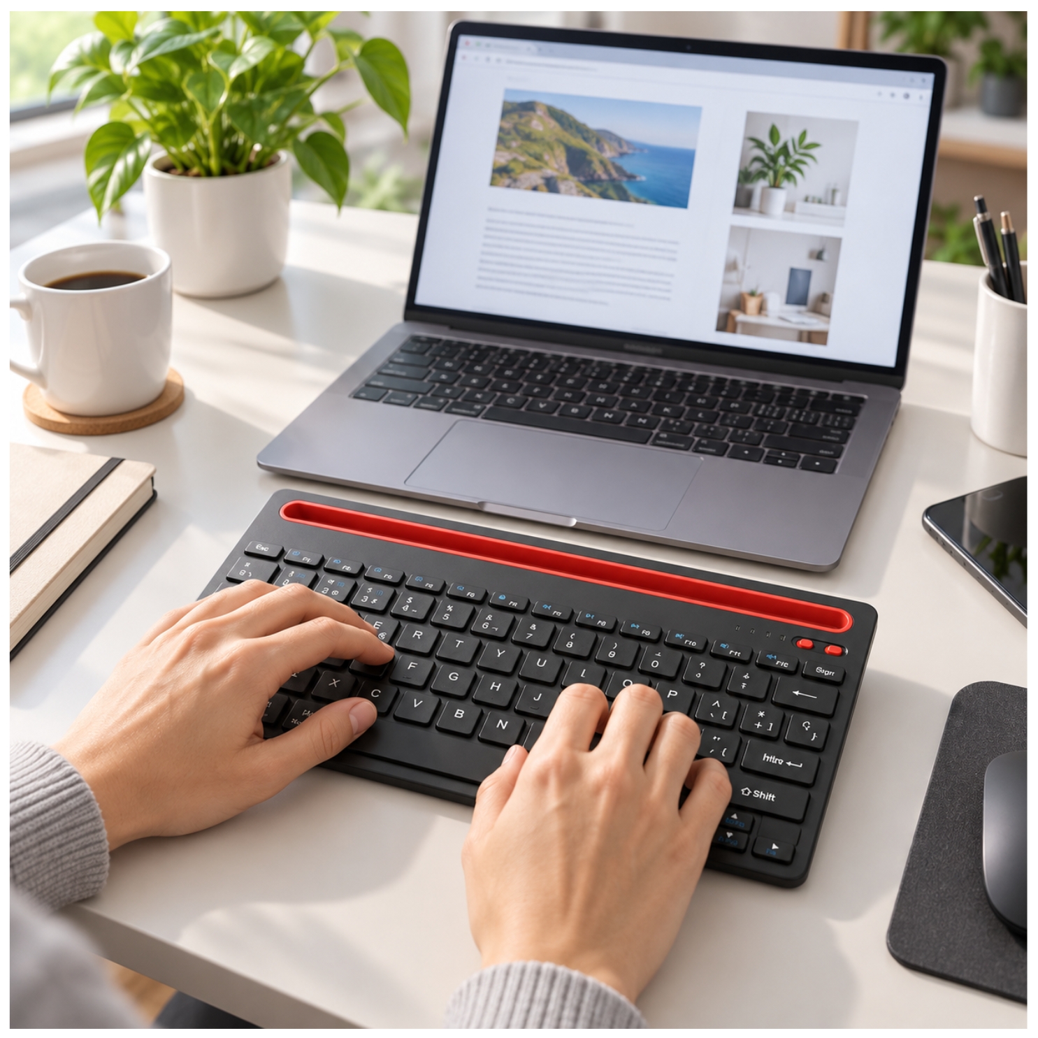 TECLADO INALAMBRICO 2,4GHZ BLUETOOTH 5,0 RECARGABLE PARA IPAD TABLET CELULARES - 6