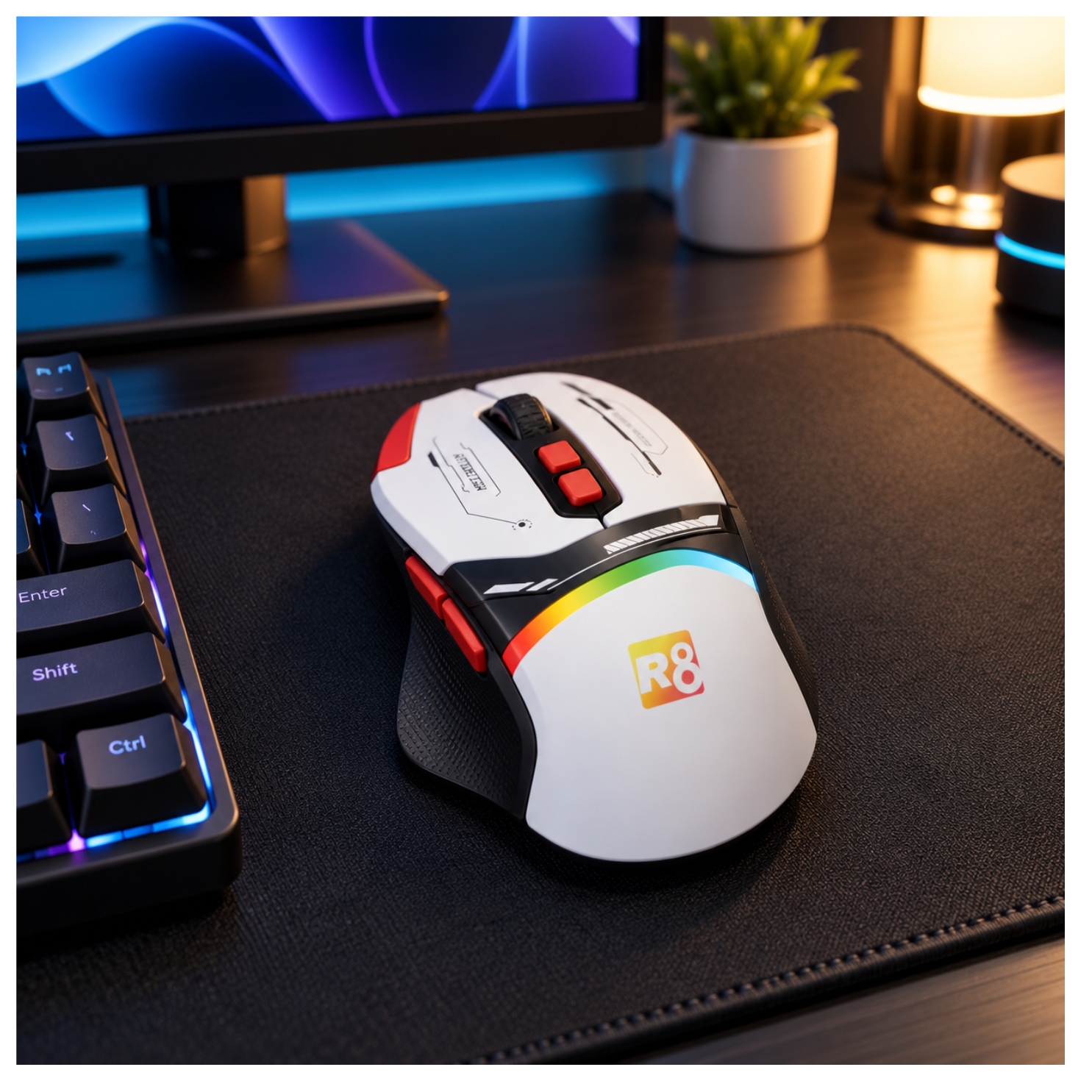 MOUSE GAMER RGB MODO DUAL INALAMBRICO RECARGABLE 12800DPI SENSOR ÓPTICO BOTONES PROGRAMABLES - 7