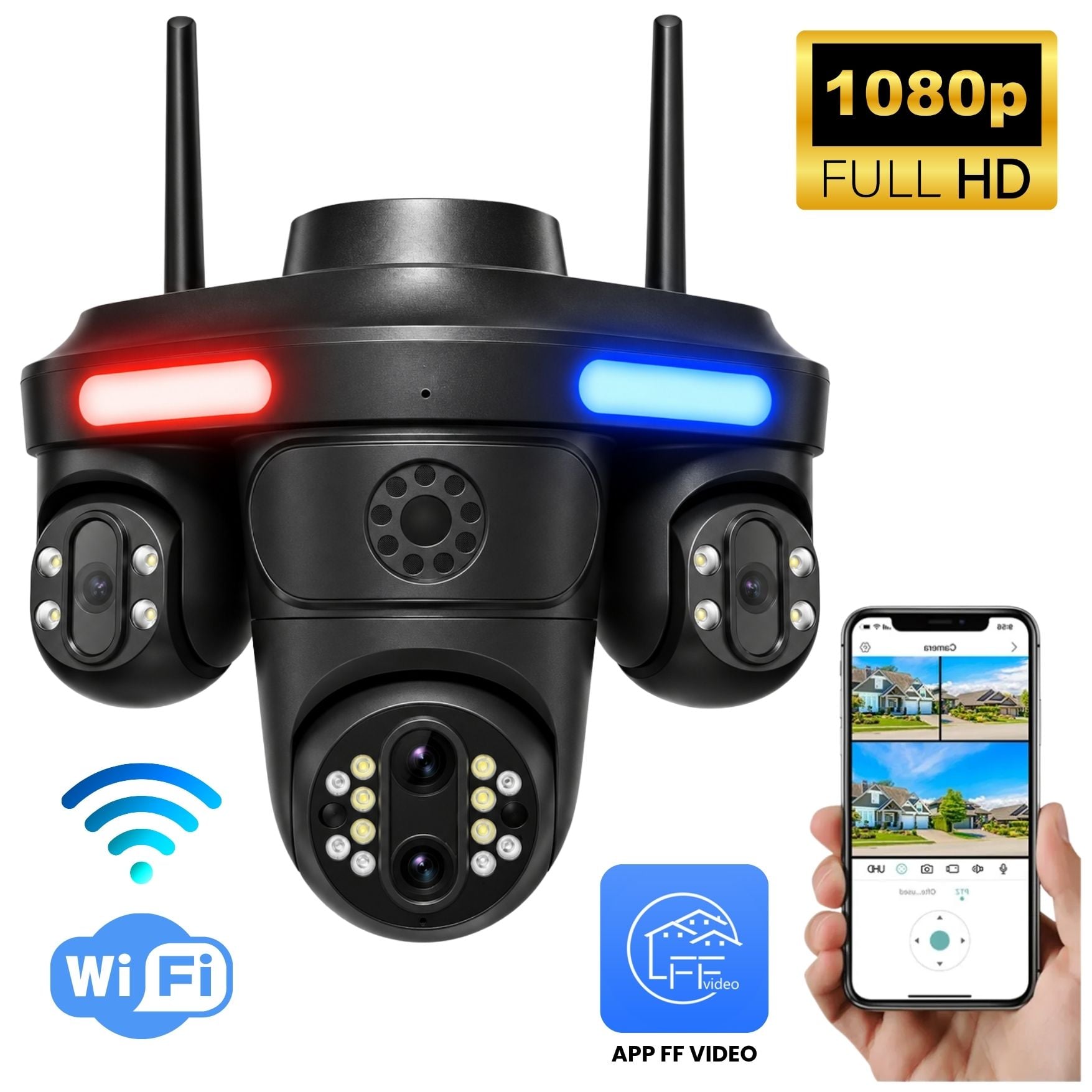 CÁMARA SEGURIDAD VIGILANCIA PTZ WIFI 2.4 DOBLE LENTE VISIÓN NOCTURNA Y AUDIO BIDIRECCIONAL FULL HD - 1