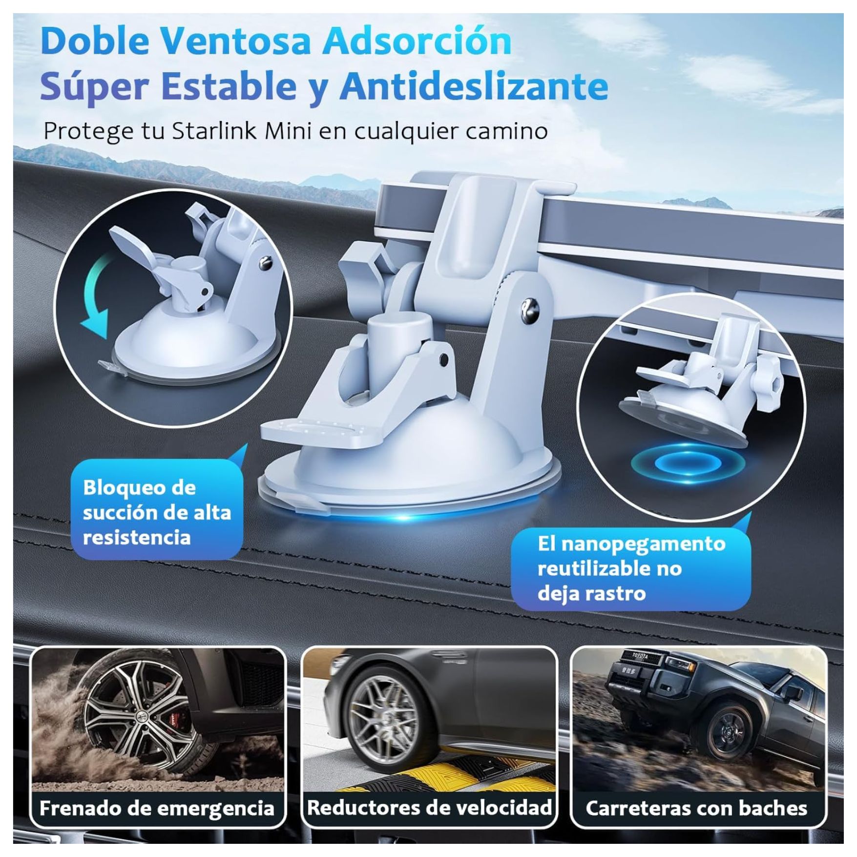 BASE SOPORTE DE ANTENA STARLINK MINI CON VENTOSA PARA CARRO AUTO, BARCOS, CAMPING Y VIAJES - 4