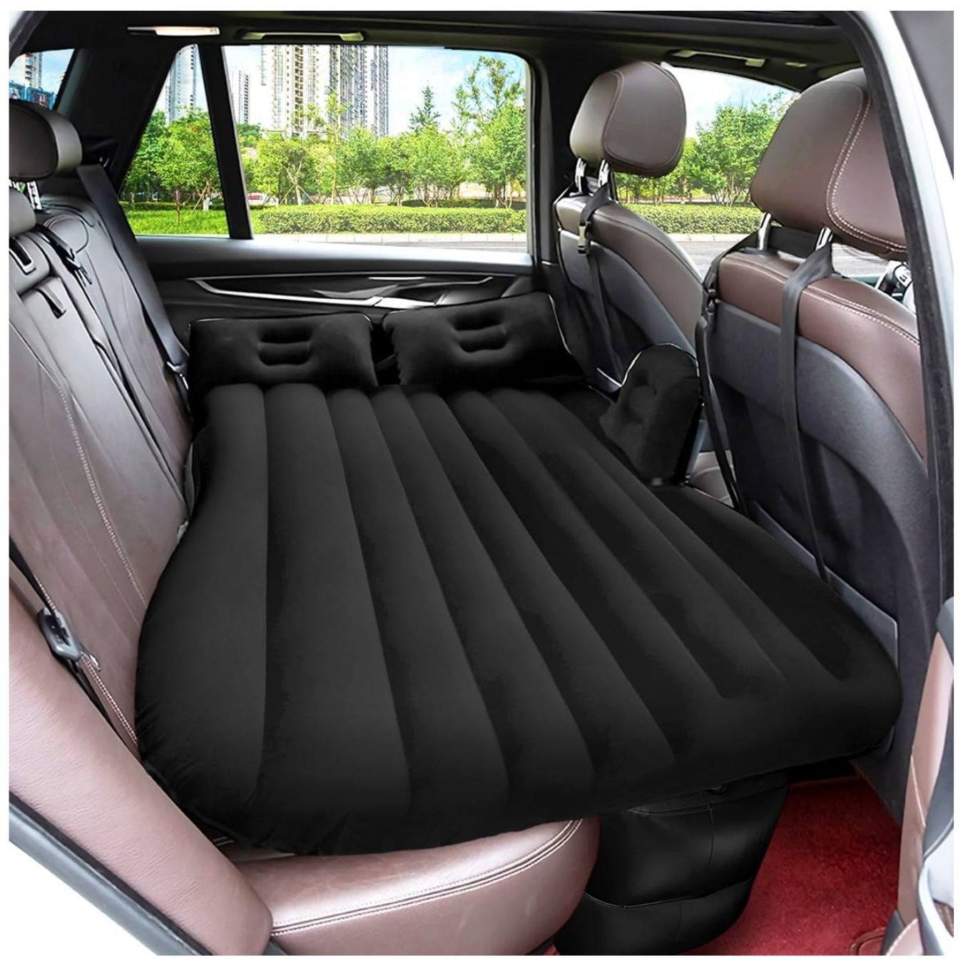 COLCHÓN CAMA INFLABLE AUTOMÓVIL PARA ASIENTO TRASERO CON BOMBA DE PVC CON ALMOHADAS PORTATIL - 7