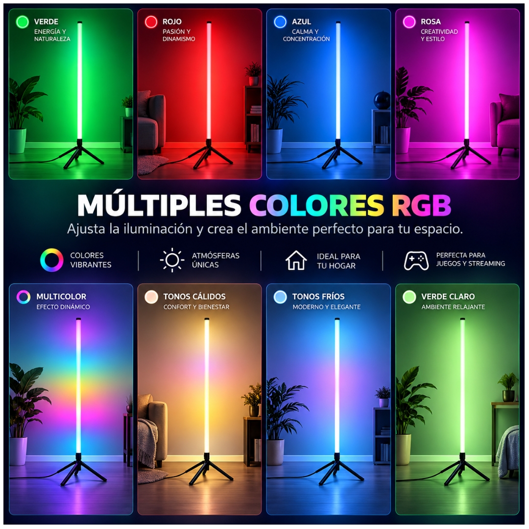 TUBO DE LUZ RGB LED CON CONTROL REMOTO APP MULTICOLOR - 5