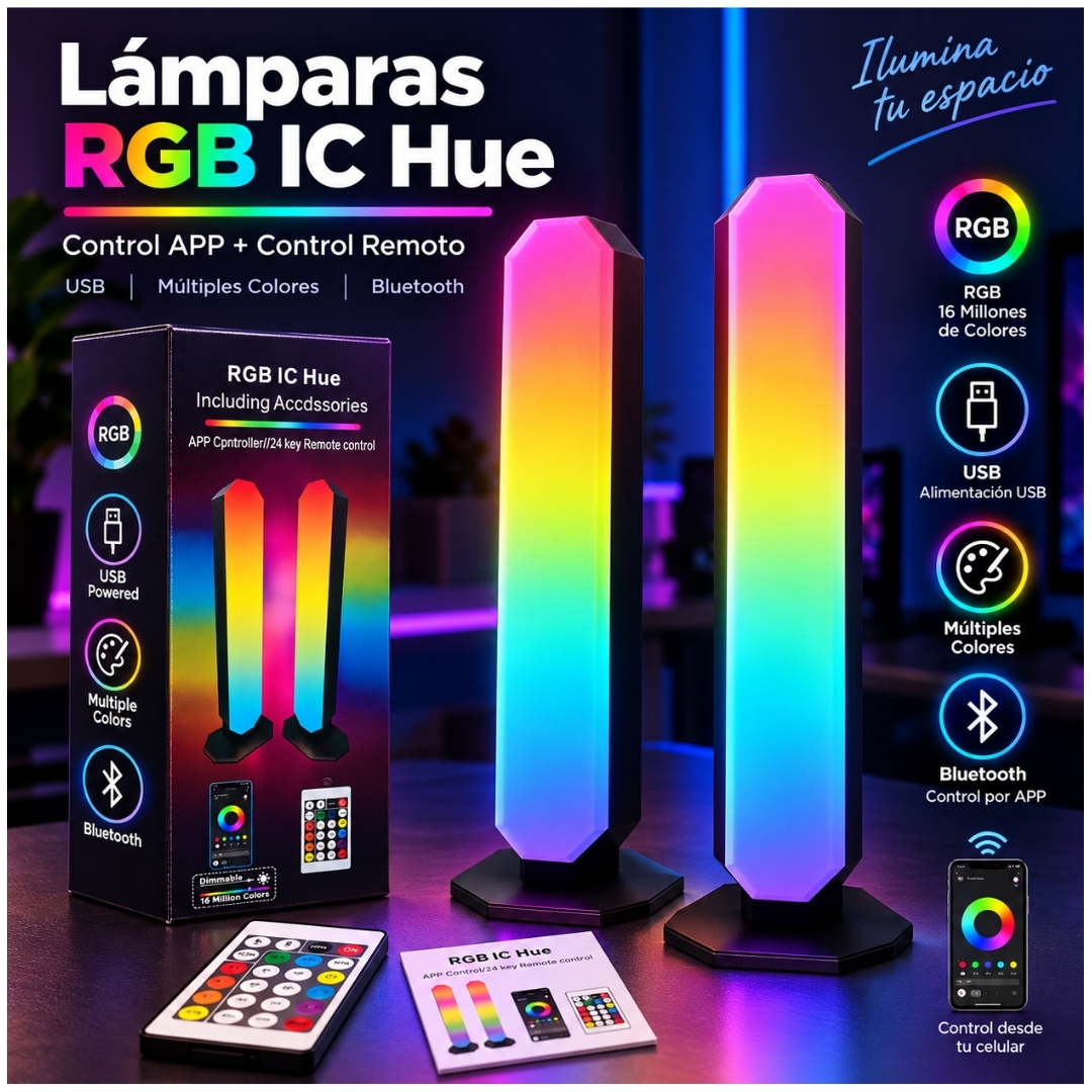 BARRAS DE LUCES LED RGB APP CONTROL REMOTO INTELIGENTE BLUETOOTH RITMICA USB - 1