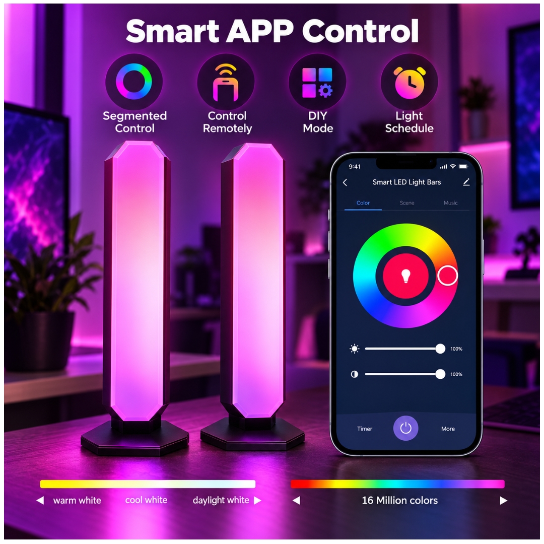 BARRAS DE LUCES LED RGB APP CONTROL REMOTO INTELIGENTE BLUETOOTH RITMICA USB - 4