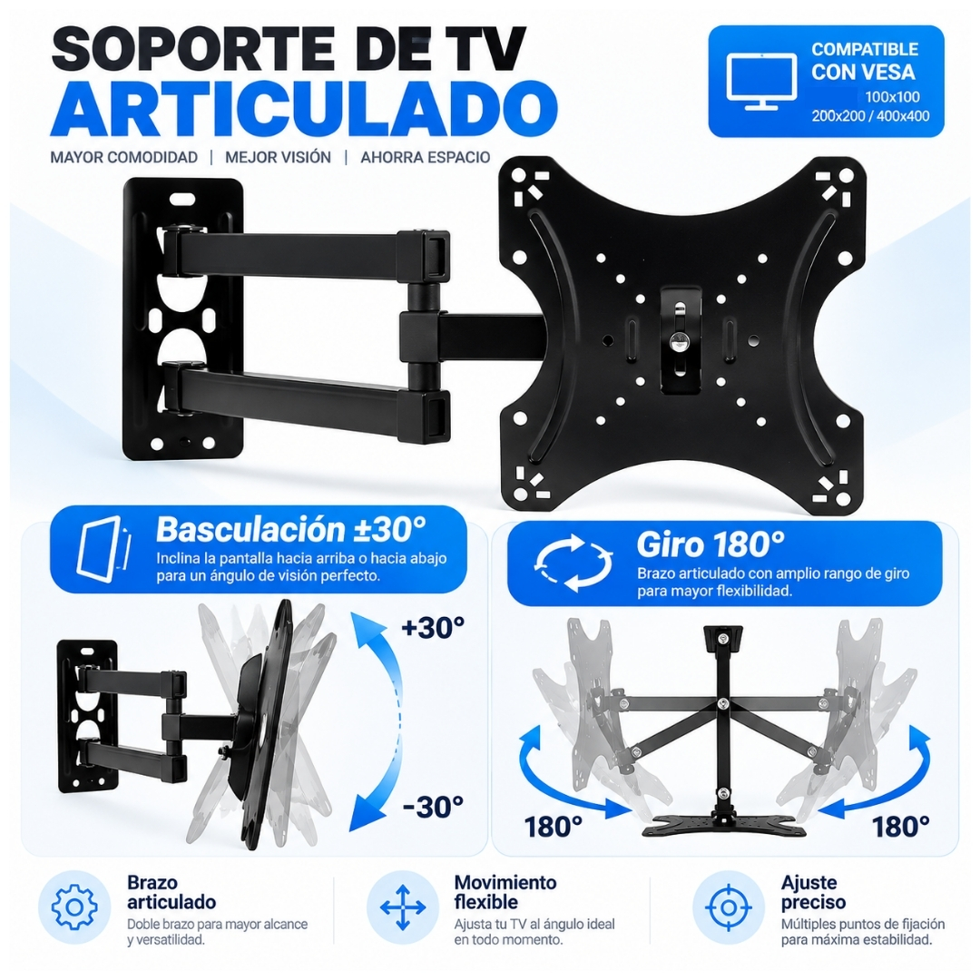 RACK SOPORTE PARA TV Y MONITOR 14 A 42 PULGADAS VESA 100X100 - 3