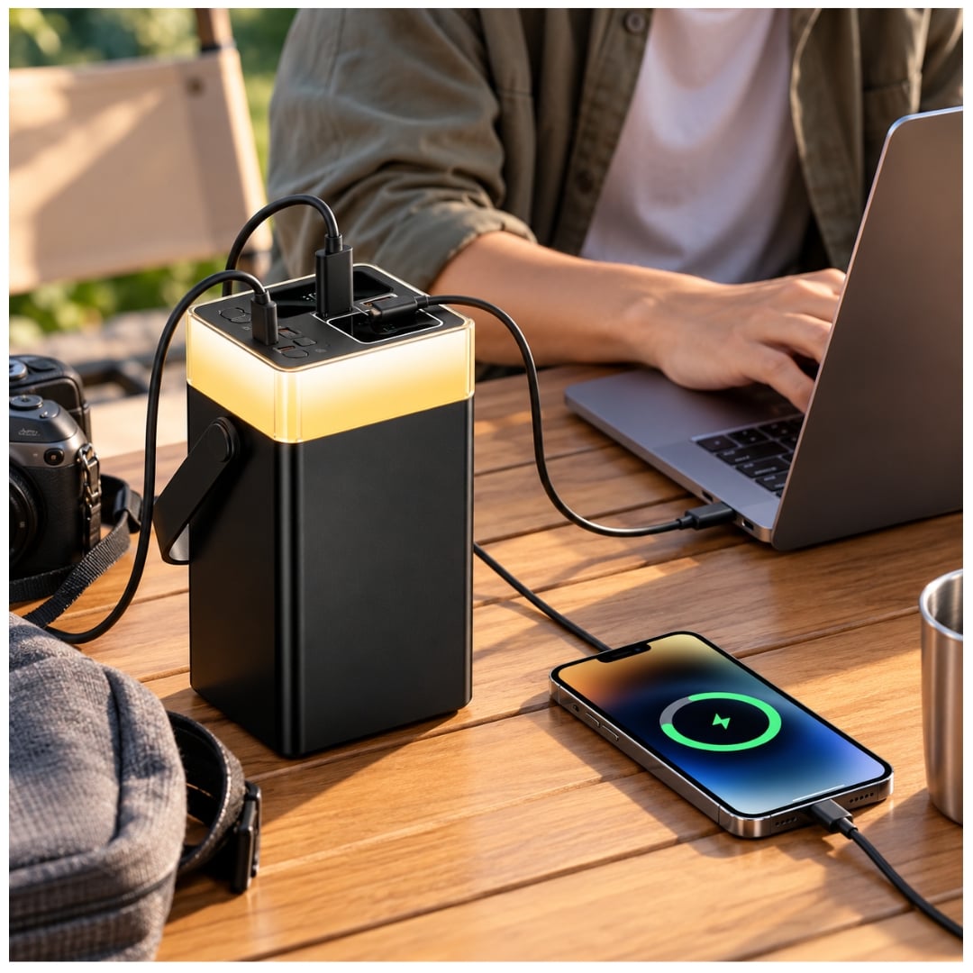POWER BANK HOCO 60000MAH CARGA RAPIDA 65W PARA LAPTOP CELULARES BANCO DE ENERGÍA CAMPING LINTERNA - 6