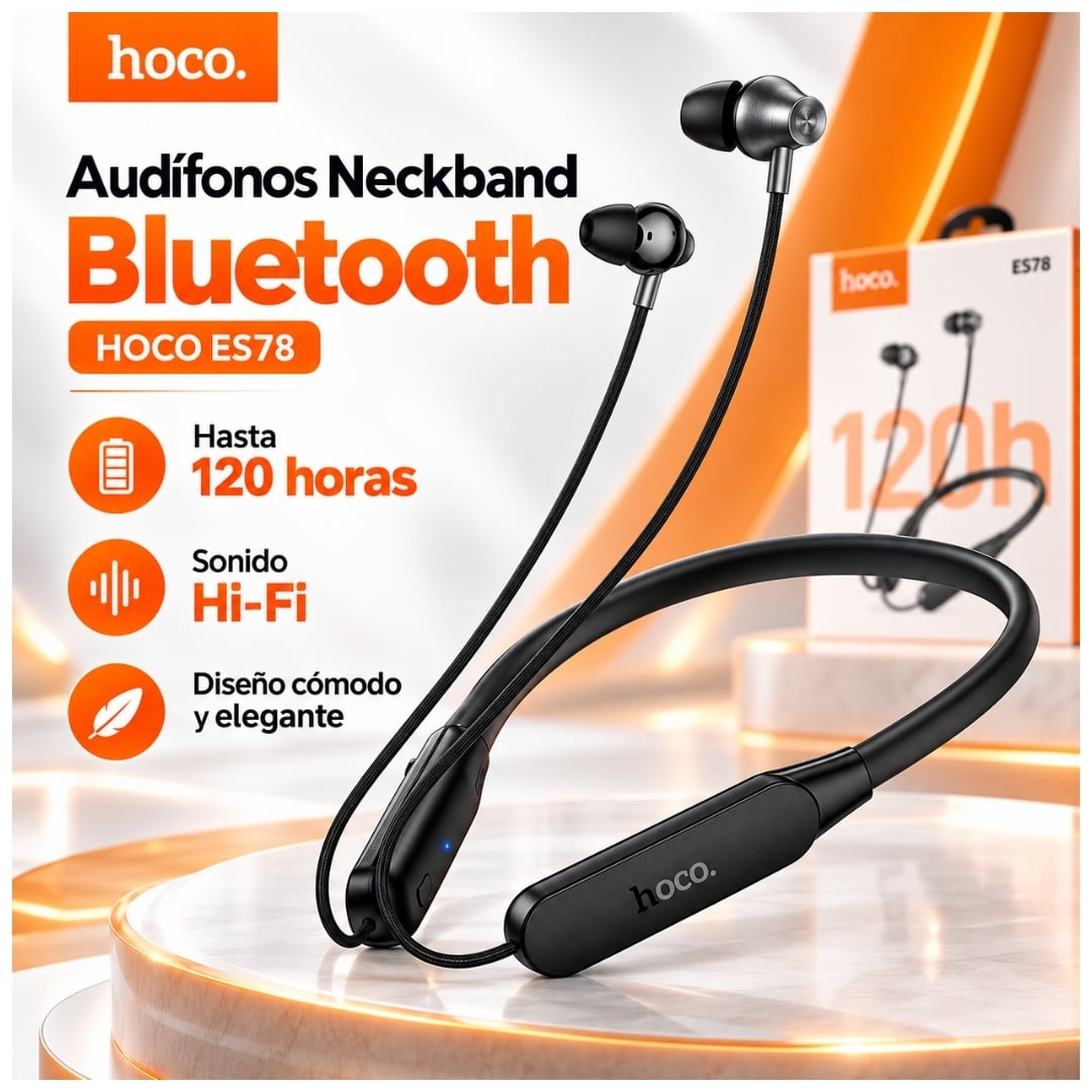 AUDIFONOS DEPORTIVOS BLUETOOTH 6.0 120 HORAS CON MICRÓFONO PANTALLA LED HOCO ES78 - 2