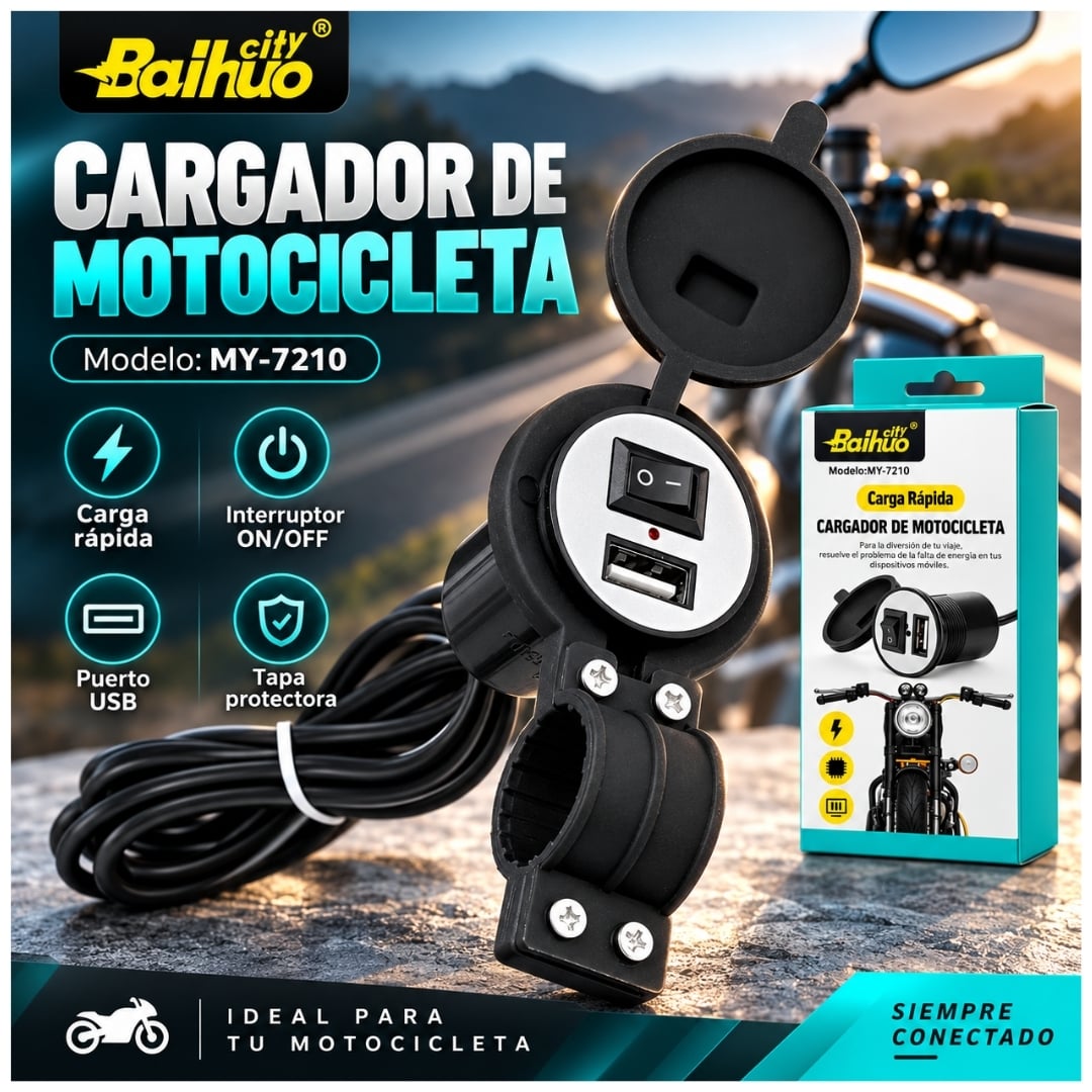 CARGADOR USB MOTO MOTOCICLETA SOPORTE IMPERMEABLE TELEFONO - 2