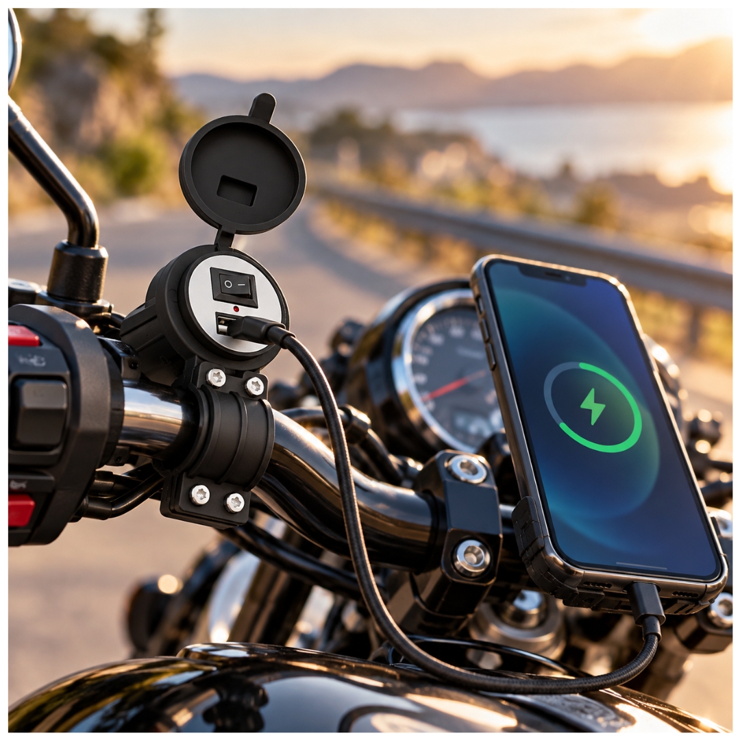 CARGADOR USB MOTO MOTOCICLETA SOPORTE IMPERMEABLE TELEFONO - 6
