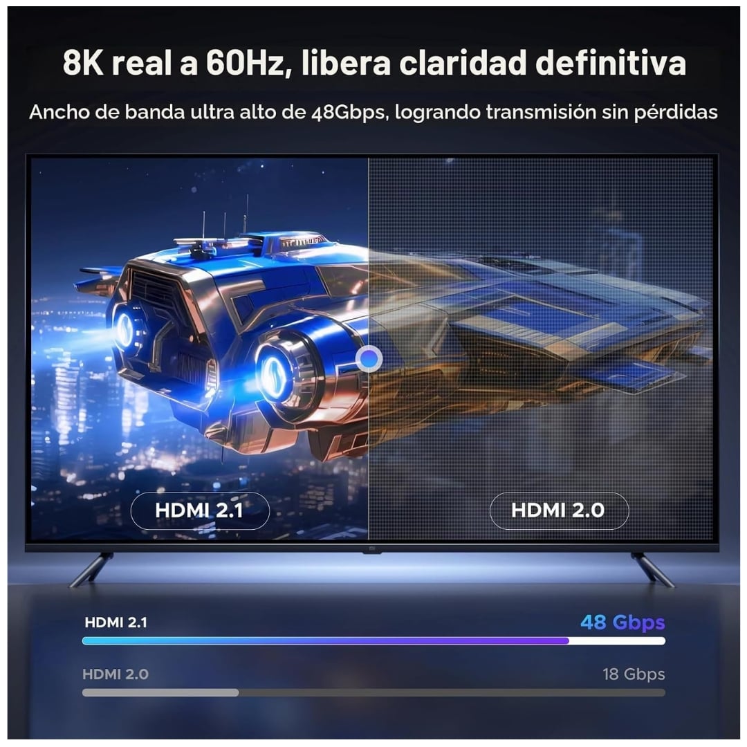 CABLE HDMI 2.1 UGREEN 8K 60HZ 48GBPS 1 METRO ANGULO 90° HD188 - 95826 - 5