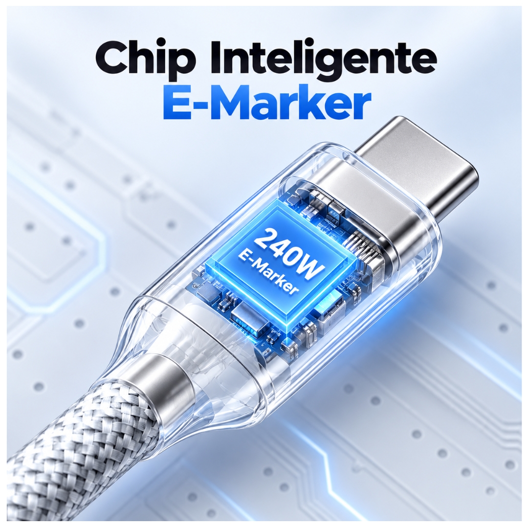 CABLE UGREEN USB-C A USB-C 5A 240W TRENZADO 2 METROS STARLIGHT BLUE L534-75732 - 5