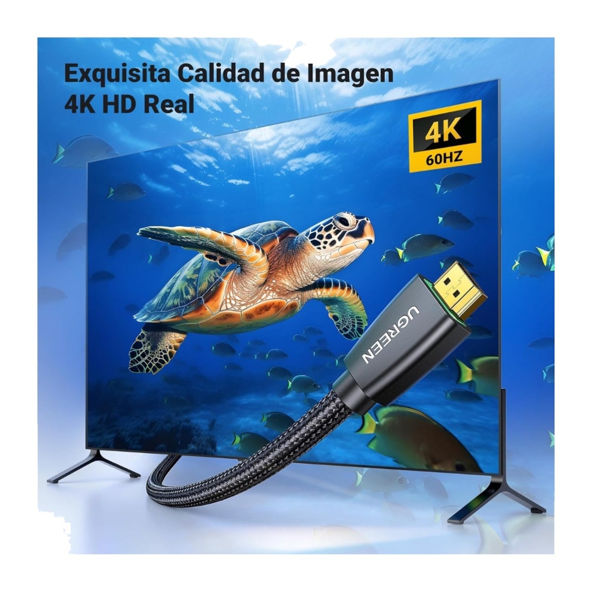CABLE HDMI UGREEN 2.0 4K 60 HZ 15 METROS DE ALTA VELOCIDAD 18 GBPS COMPATIBLE CON TELEVISORES UHD - 4