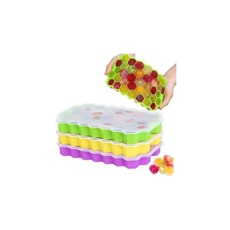 SET DE 3 CUBETAS DE SILICONA PARA HIELO MODELO PANAL - 1