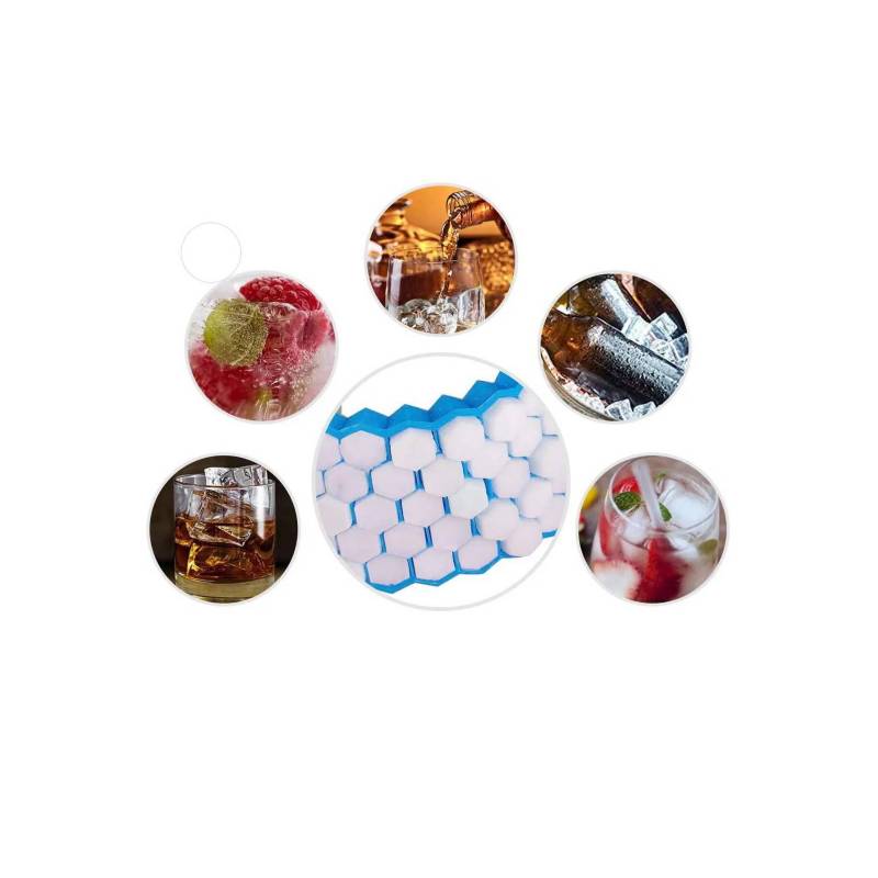 SET DE 3 CUBETAS DE SILICONA PARA HIELO MODELO PANAL - 3