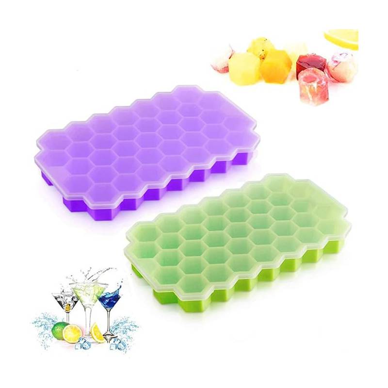 SET DE 3 CUBETAS DE SILICONA PARA HIELO MODELO PANAL - 4