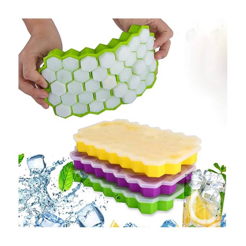 SET DE 3 CUBETAS DE SILICONA PARA HIELO MODELO PANAL - 5