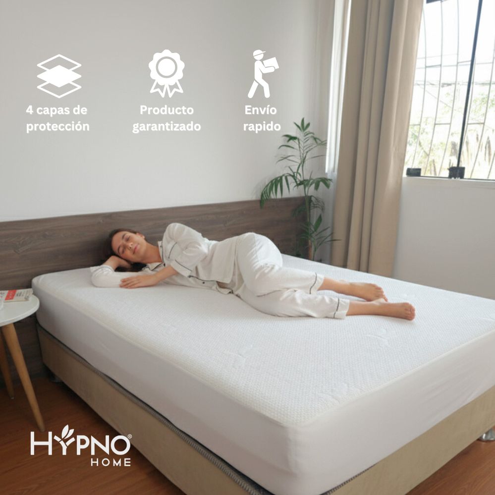PROTECTOR COLCHON HYPNO HOME 1.5 PLAZAS BAMBU BLANCO IMPERMEABLE AMOLDABLE - 7