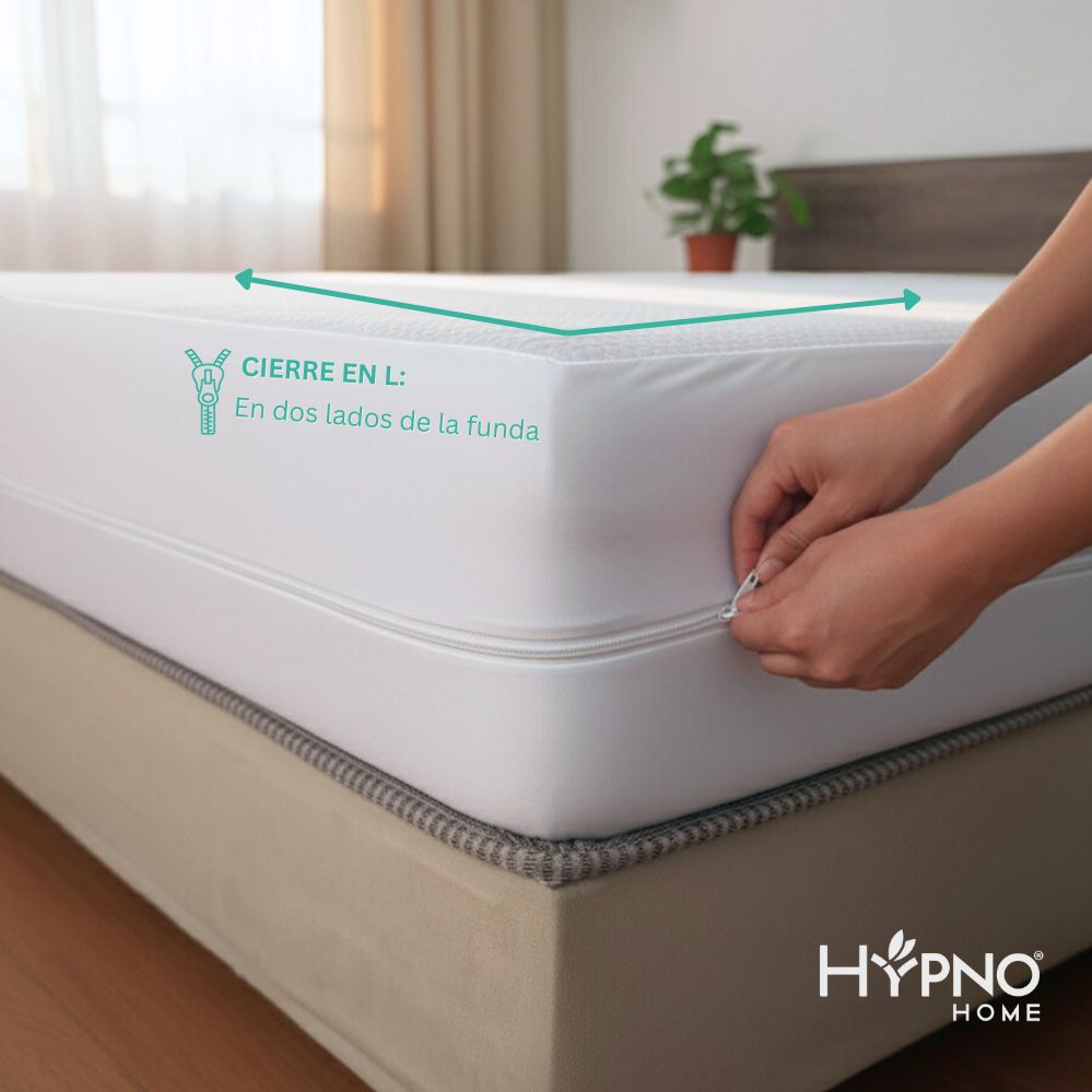 FUNDA DE COLCHON IMPERMEABLE HYPNO KING C/CIERRE DE BAMBU - BLANCO - 2