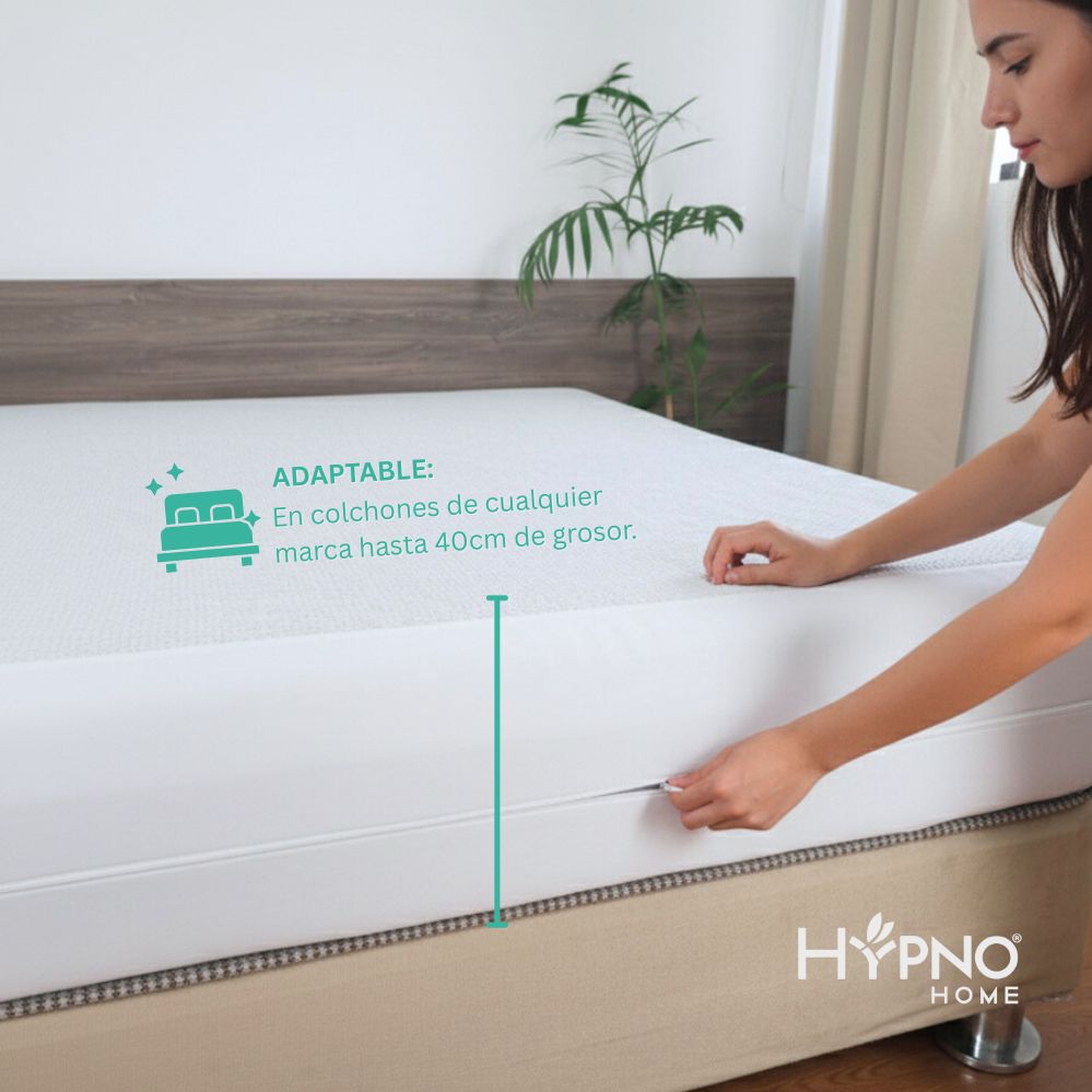 FUNDA DE COLCHON IMPERMEABLE HYPNO KING C/CIERRE DE BAMBU - BLANCO - 4