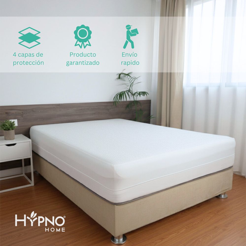 FUNDA DE COLCHON IMPERMEABLE HYPNO KING C/CIERRE DE BAMBU - BLANCO - 7