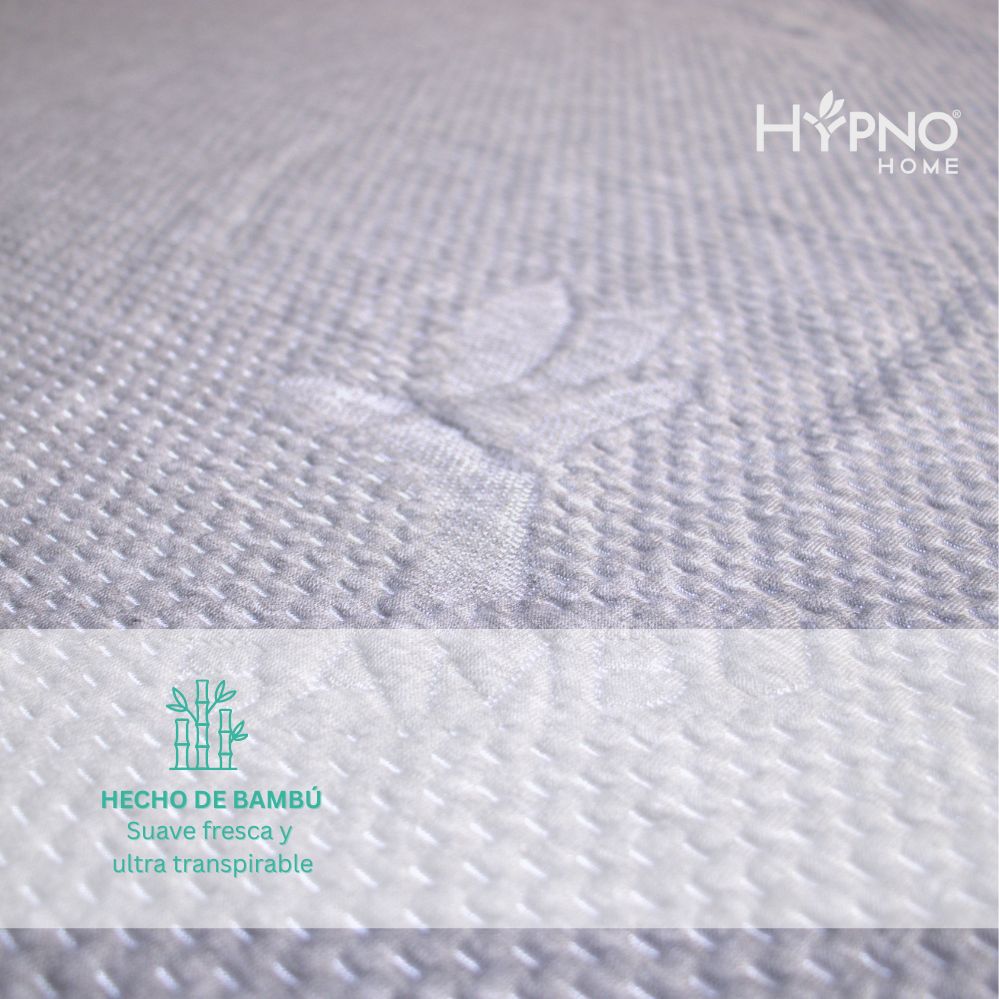 FUNDA COLCHON HYPNO HOME 1.5 PLAZAS BAMBU GRIS IMPERMEABLE CON CIERRE - 6