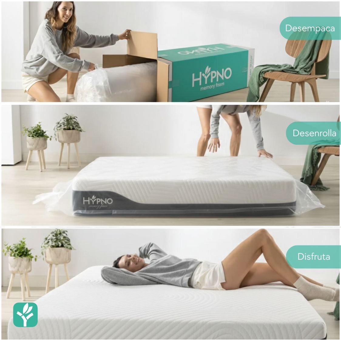 Colchón de Memory Foam Hypno 1.5plz Con Funda Bambú - 3
