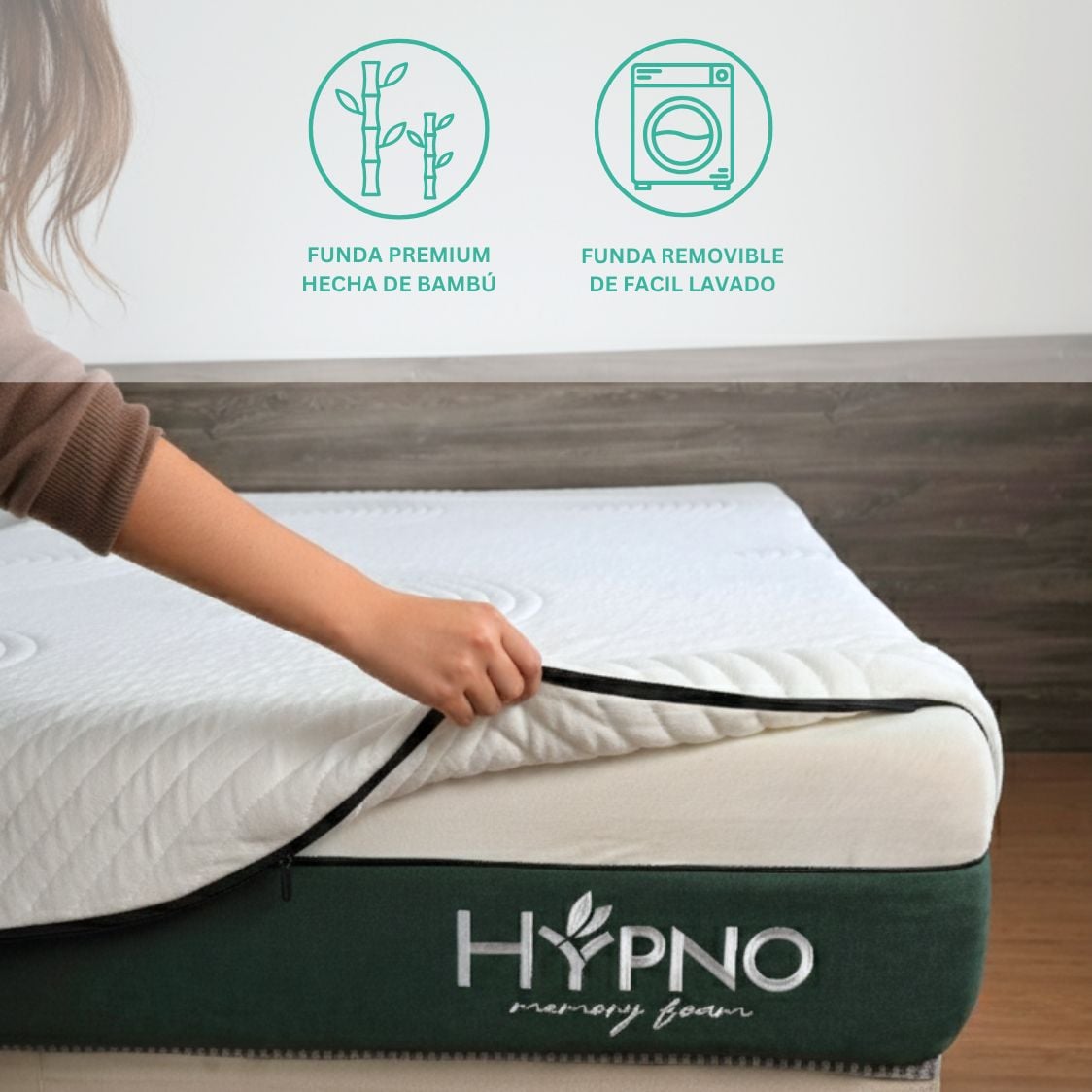 COLCHÓN DE MEMORY FOAM HYPNO 1PLZ CON FUNDA BAMBÚ - 3