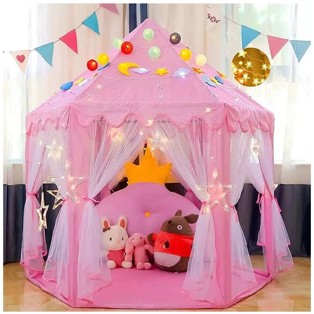 CASTILLO TUL CARPA CASITA DE JUEGOS PARA  NIÑOS- ROSADO - 1