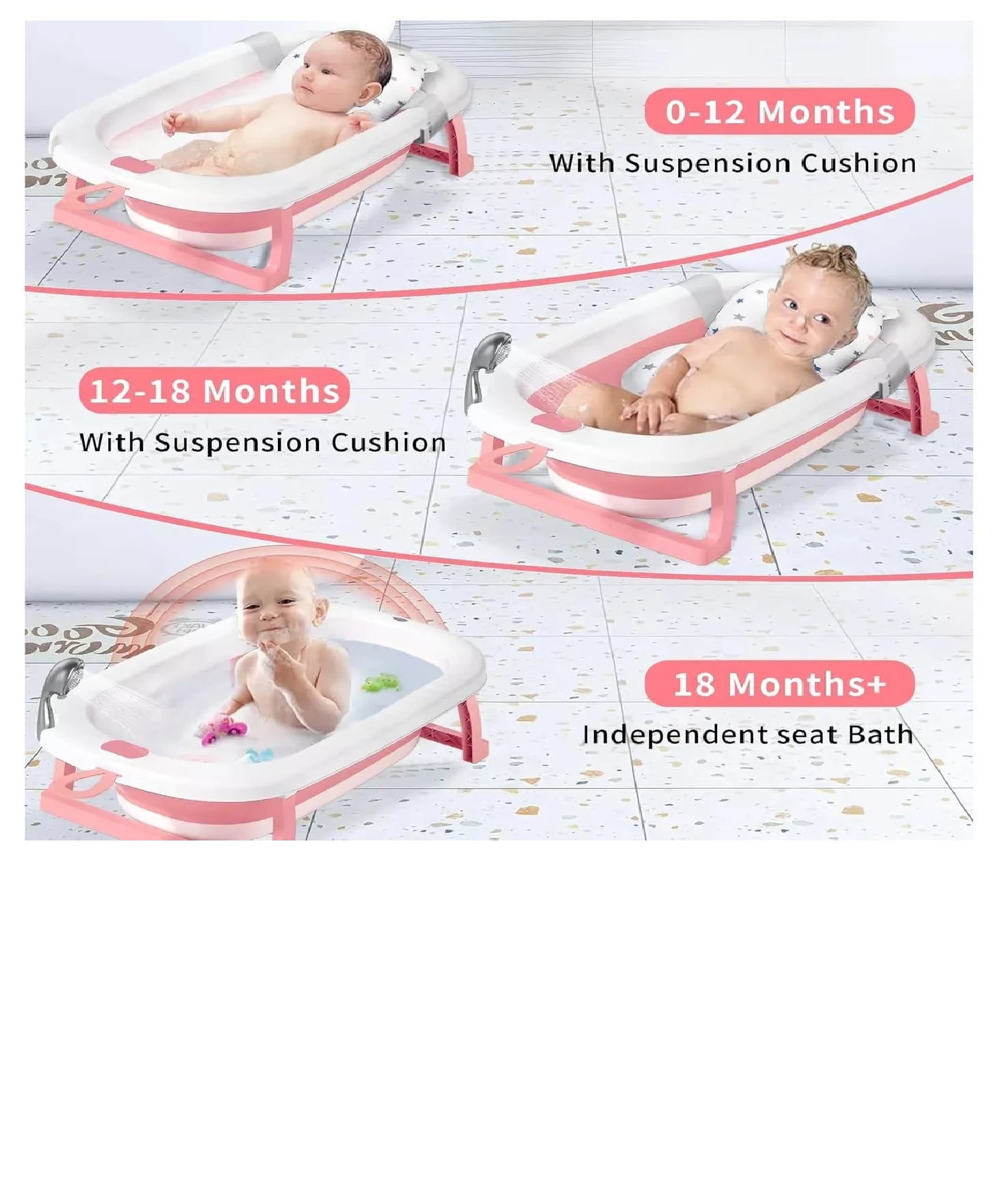 BAÑERA PLEGABLE CON TERMOMETRO MAS COJIN PARA BEBE - 2