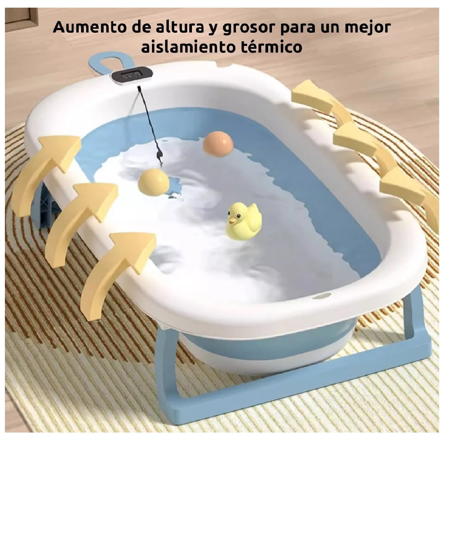 BAÑERA PLEGABLE CON TERMOMETRO MAS COJIN PARA BEBE - 4